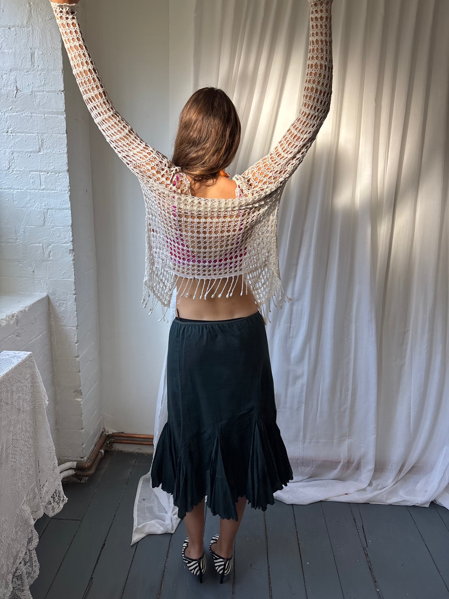 Yen White Crochet Cardigan