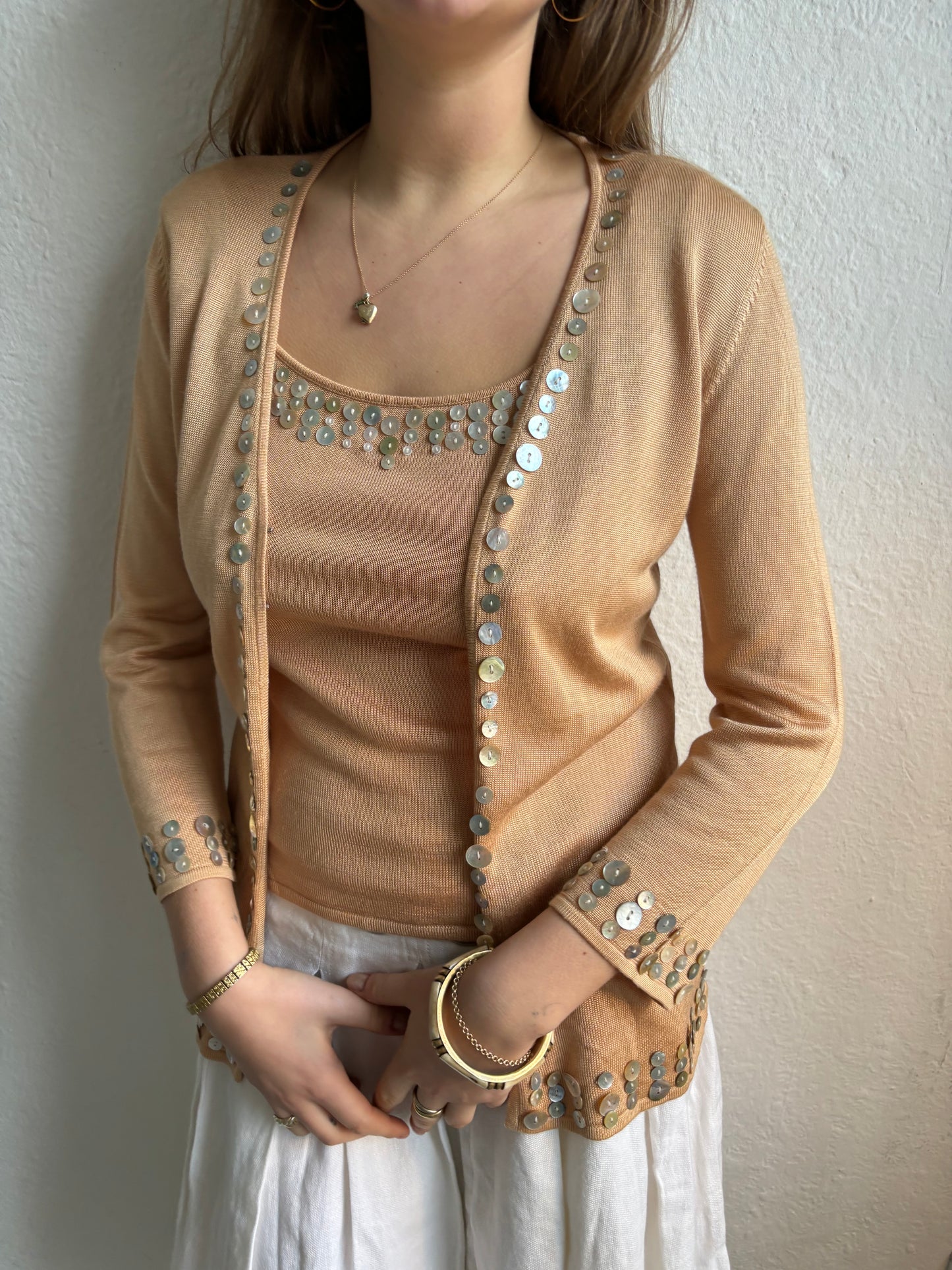 Todays Woman Apricot Knit Cardigan Set