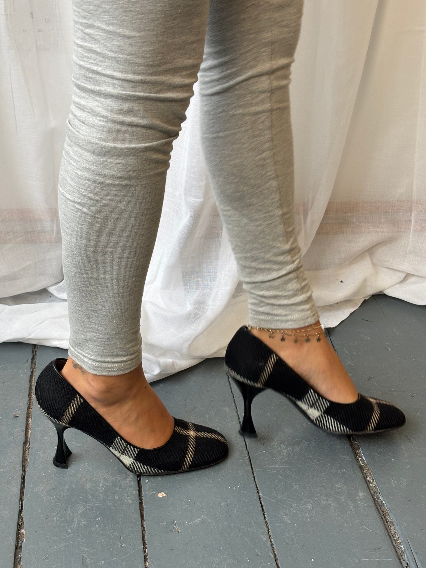 Dolce & Gabbana Black Plaid Heels