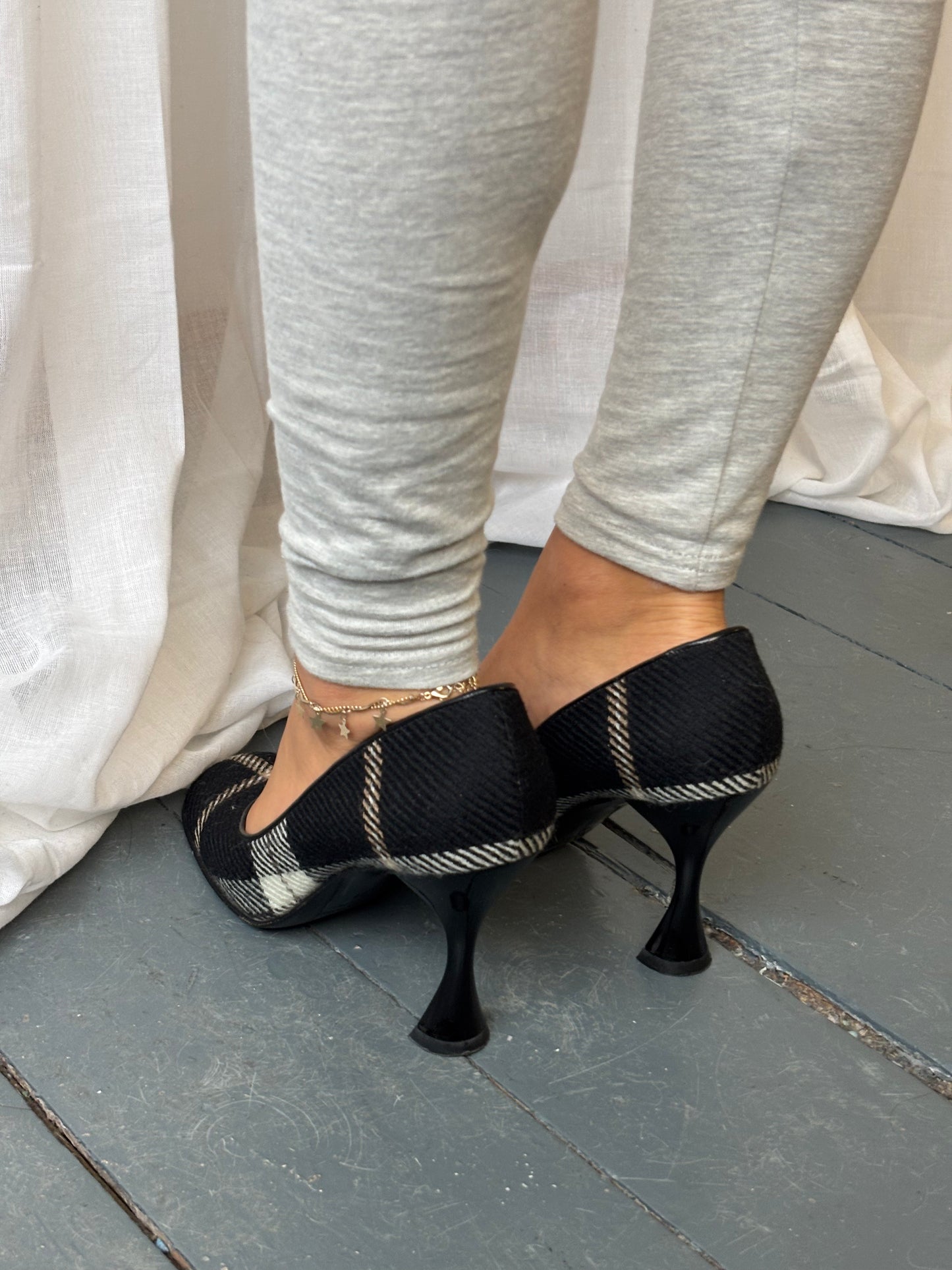 Dolce & Gabbana Black Plaid Heels