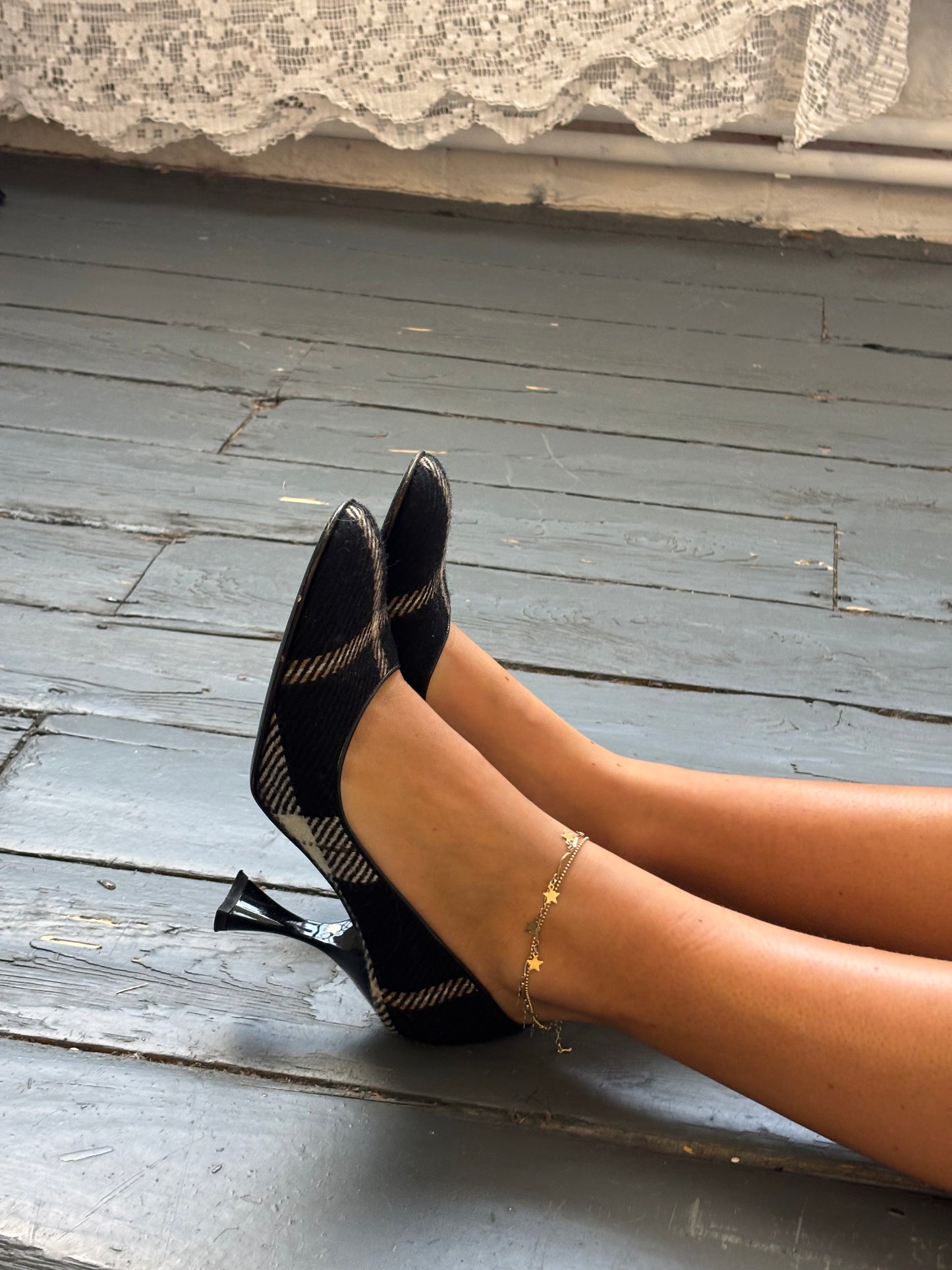 Dolce & Gabbana Black Plaid Heels