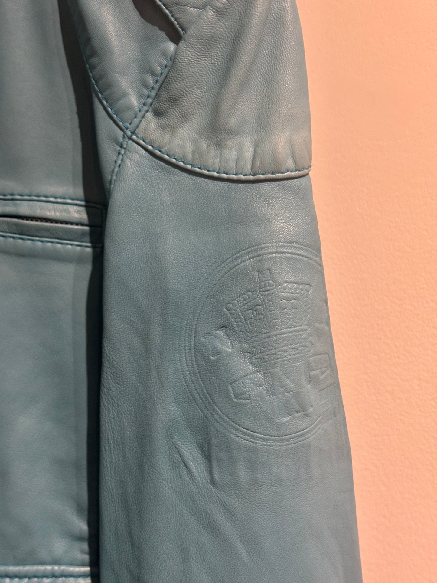 Napapijri Turquoise Leather Jacket