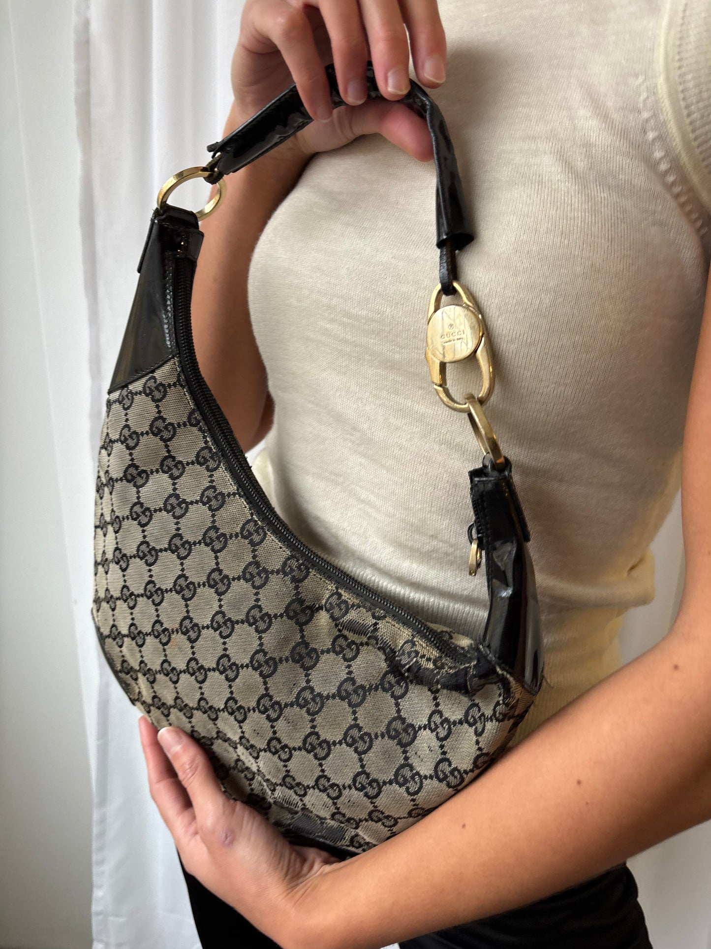 Gucci Black Monogram Handbag