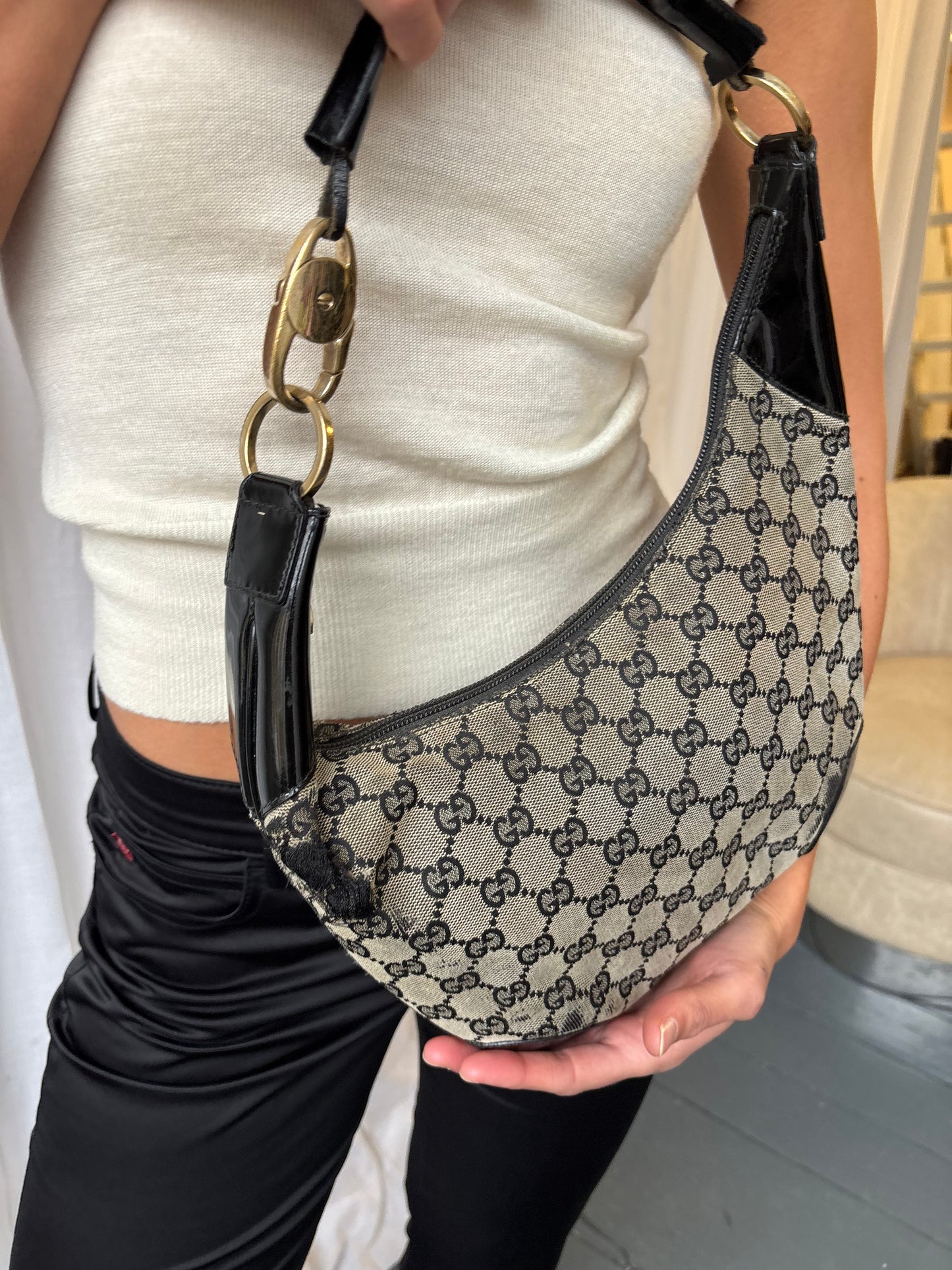 Gucci Black Monogram Handbag