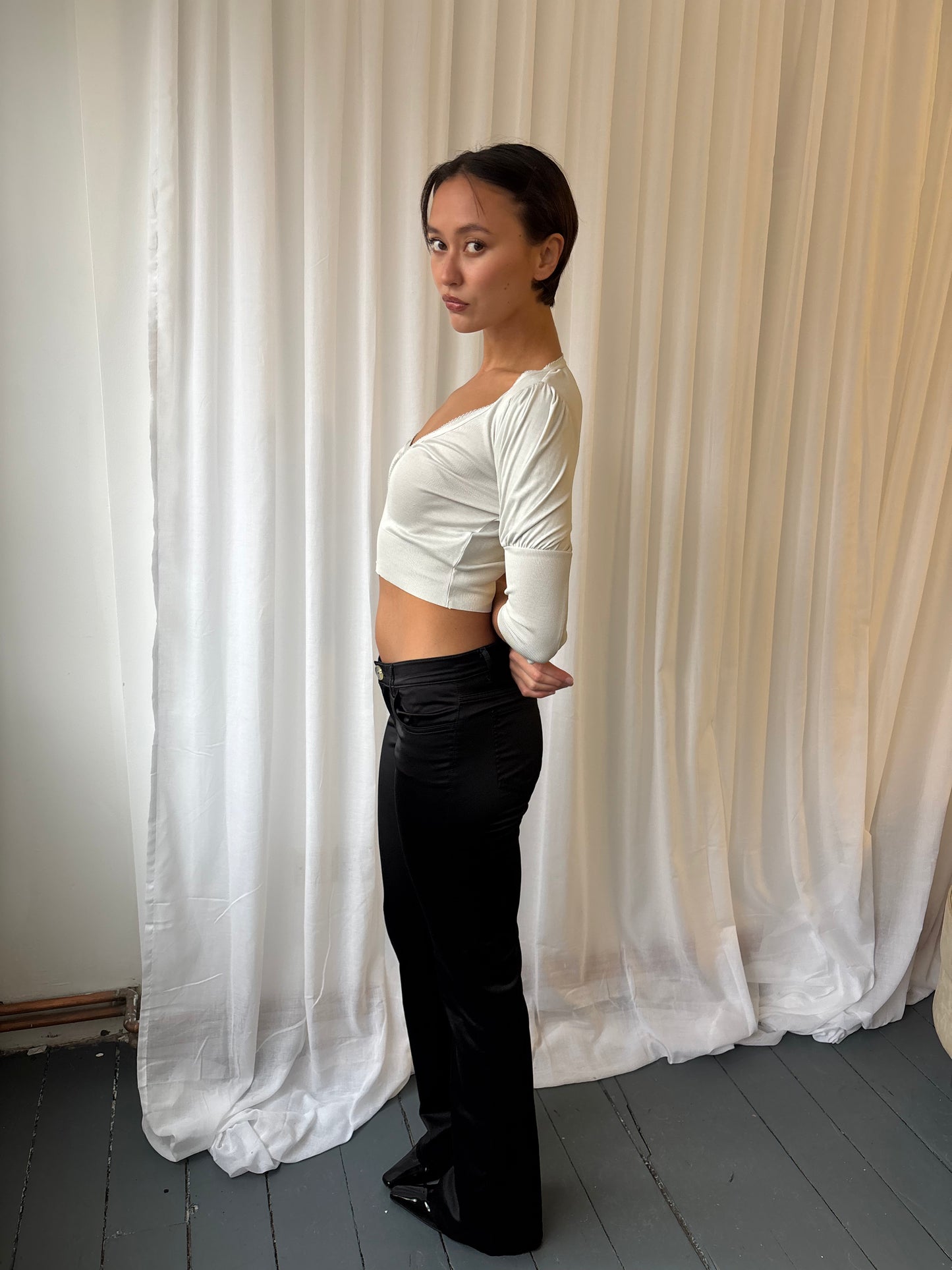 Chine Off White Crossover Top