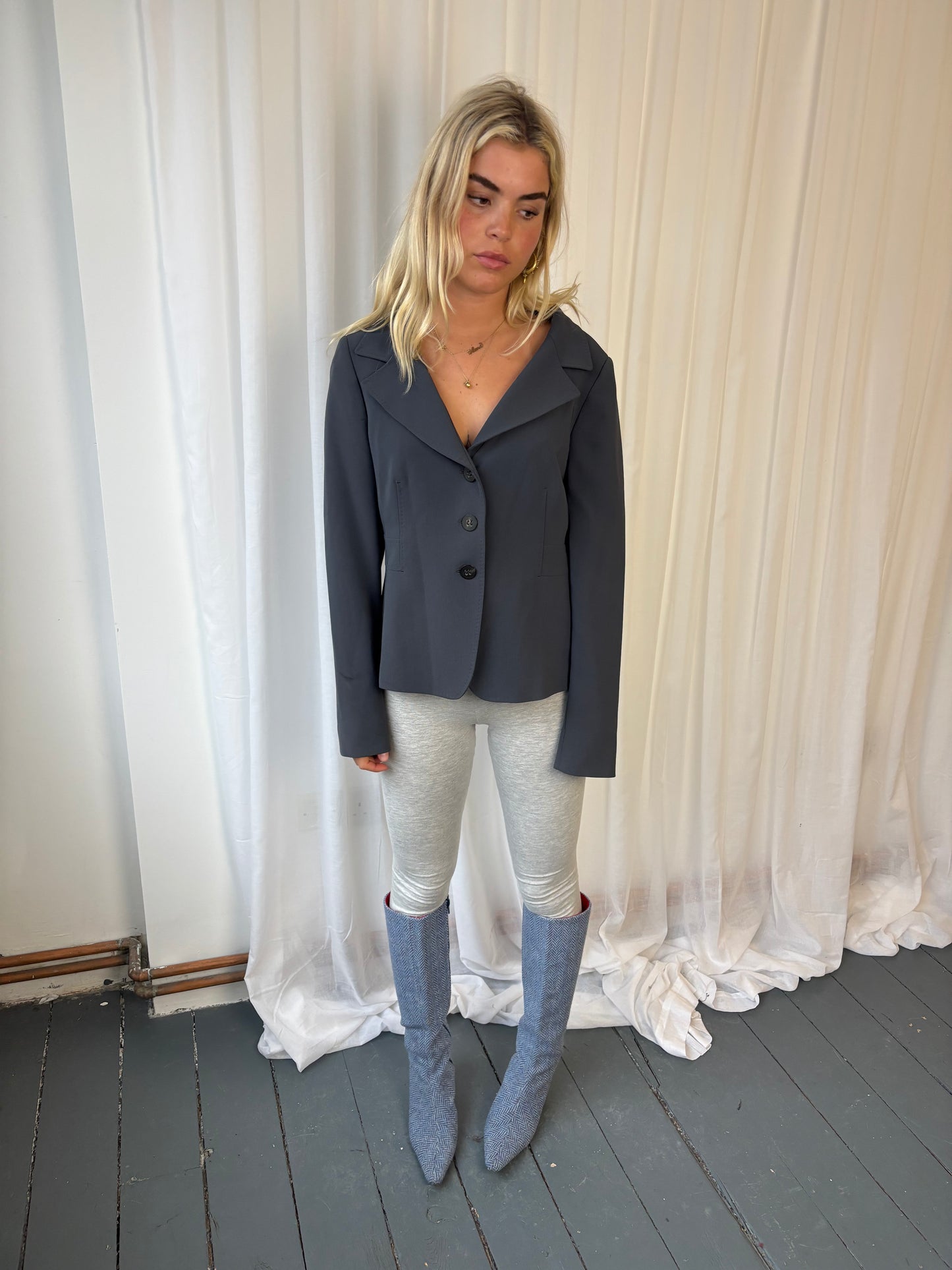 Mandarina Blue Tweed Boots