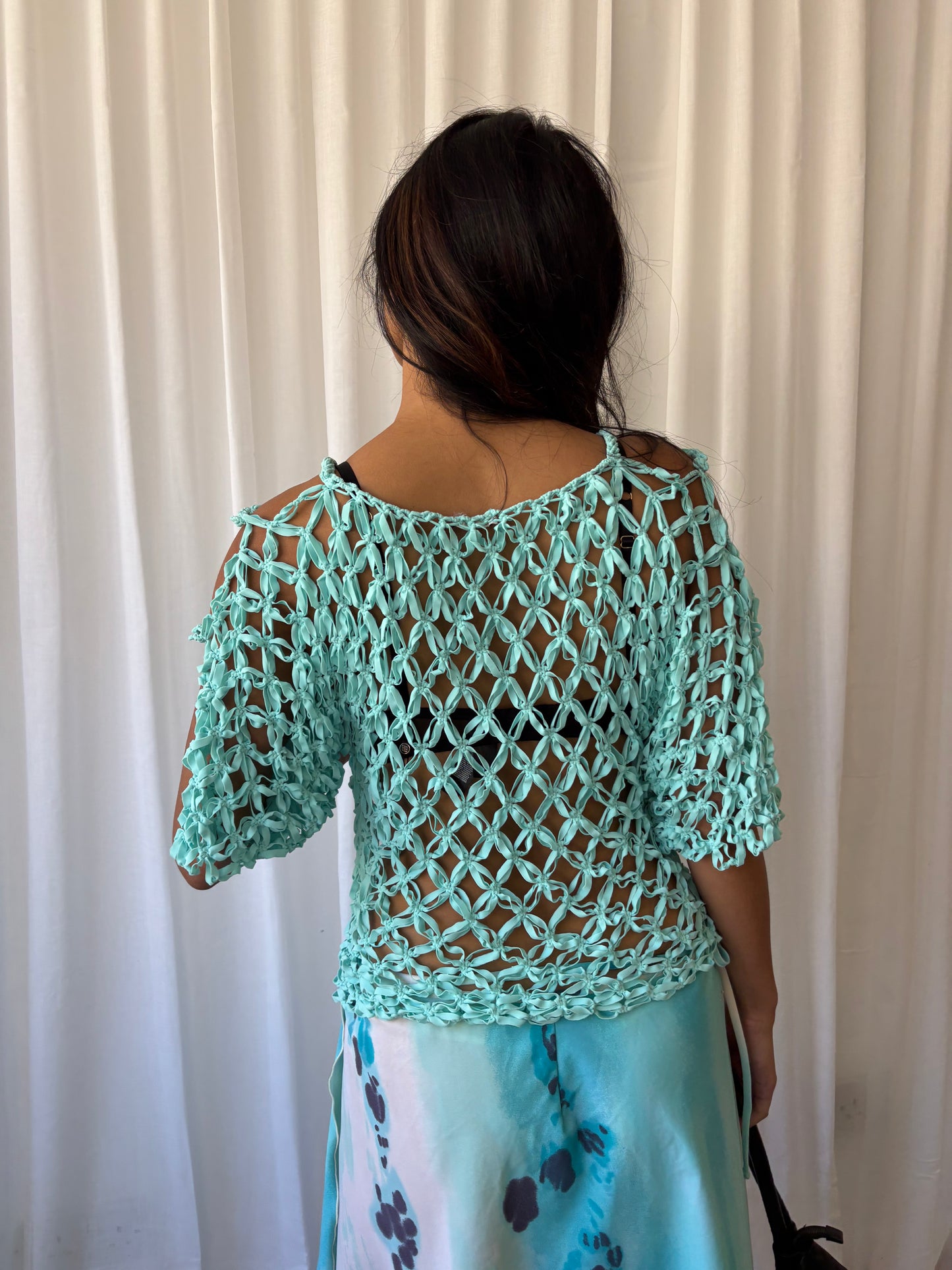 Vintage Turquoise Crochet Top