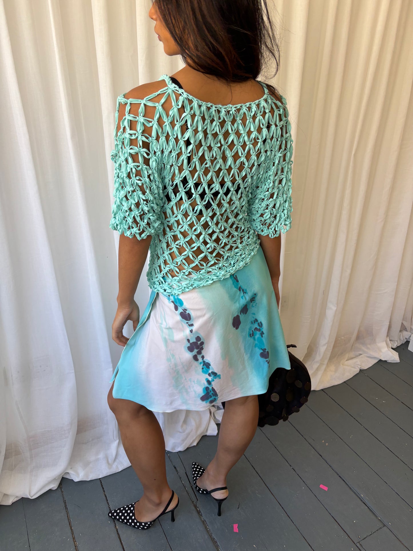 Vintage Turquoise Crochet Top