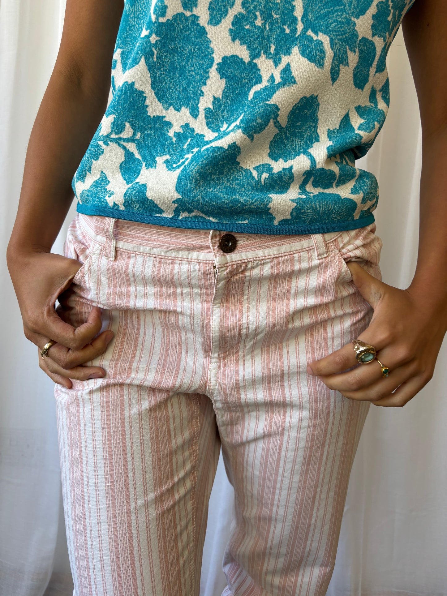 Vintage Pink Stripe Trousers