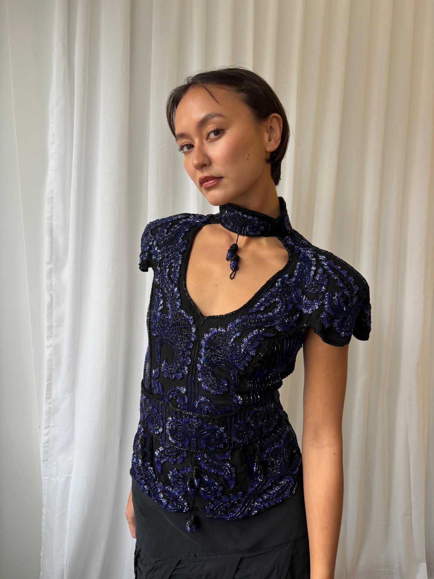 Eavis & Brown 1980s Beaded Showgirl Top