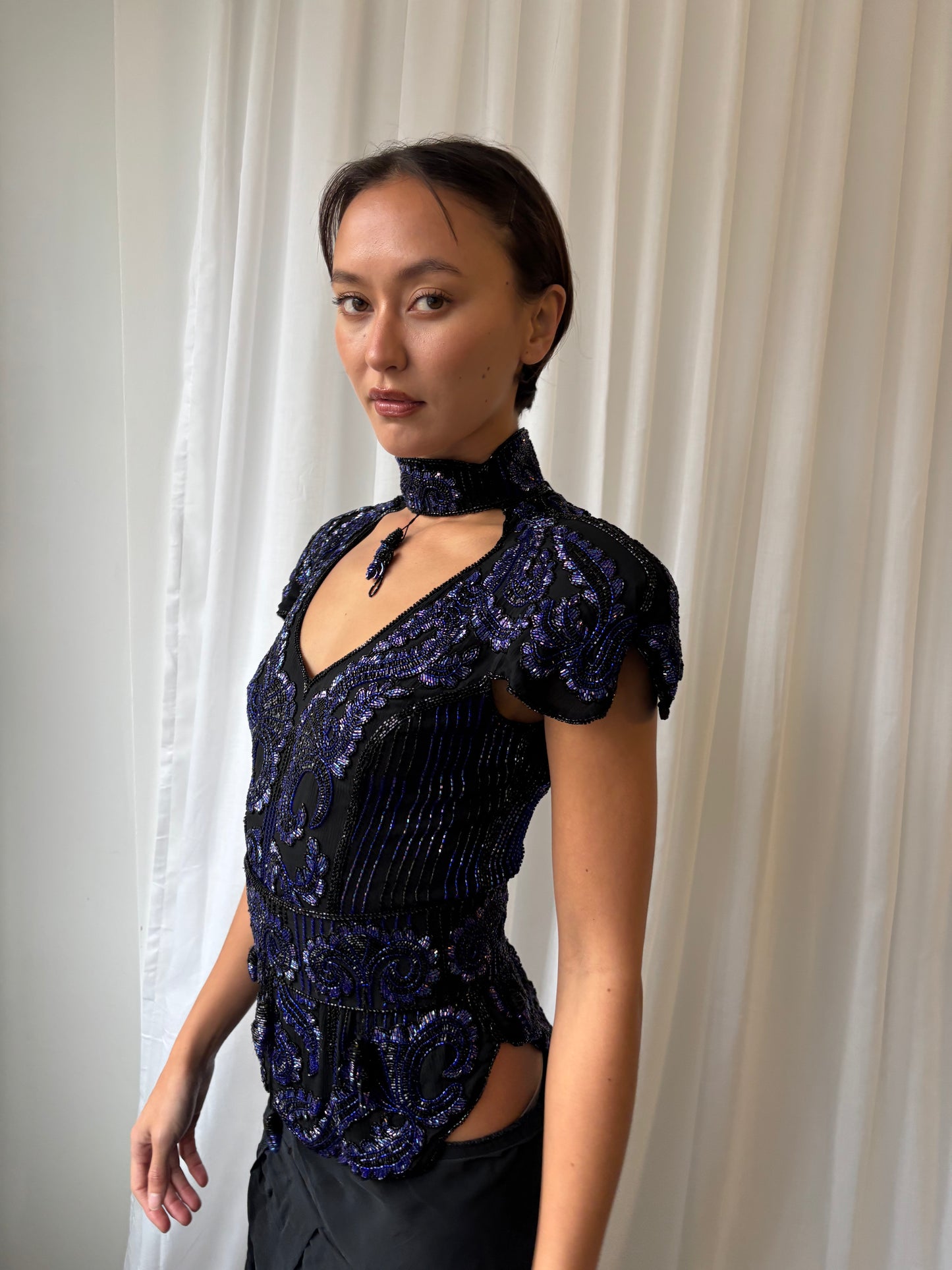 Eavis & Brown 1980s Beaded Showgirl Top