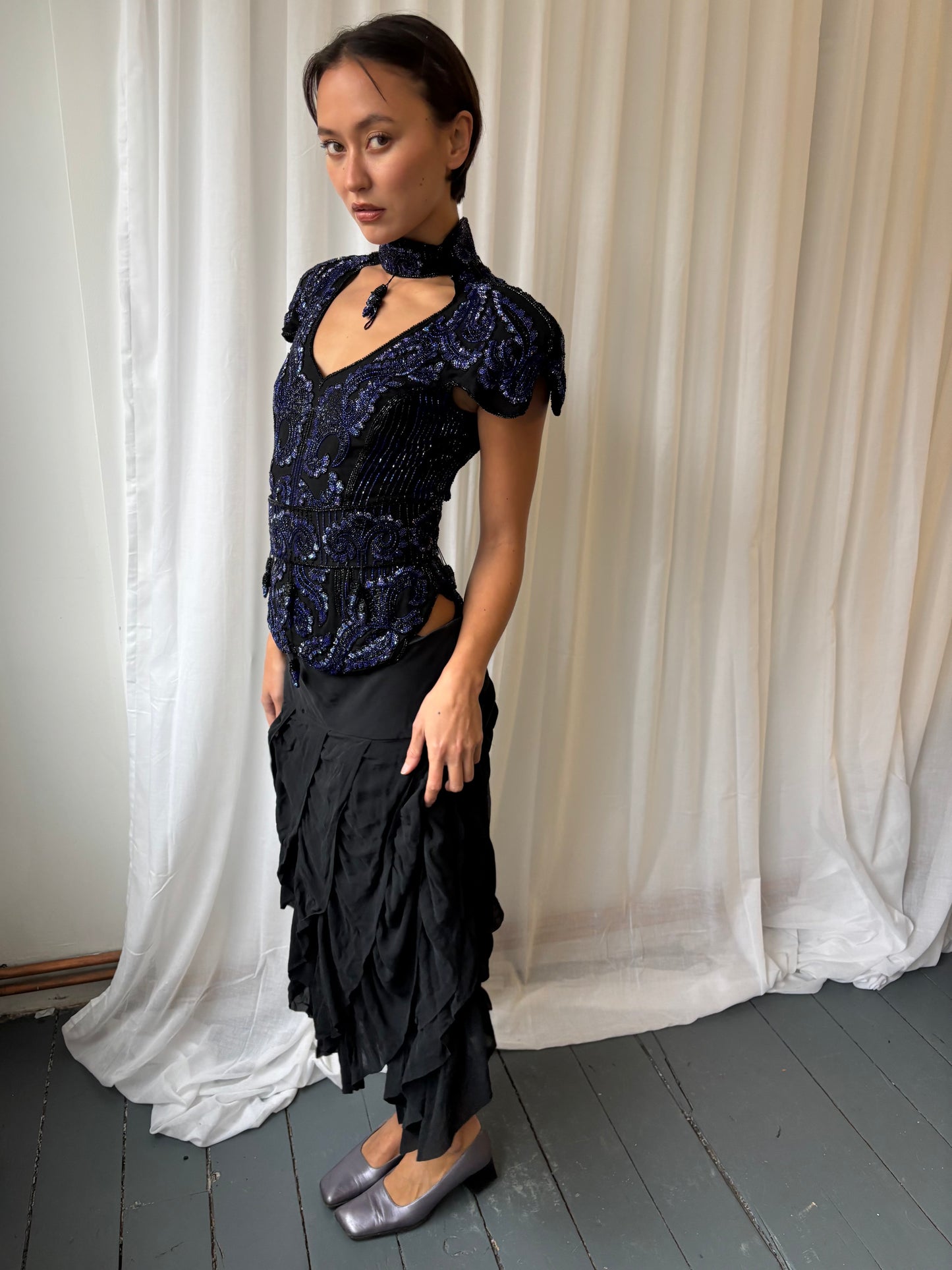 Eavis & Brown 1980s Beaded Showgirl Top