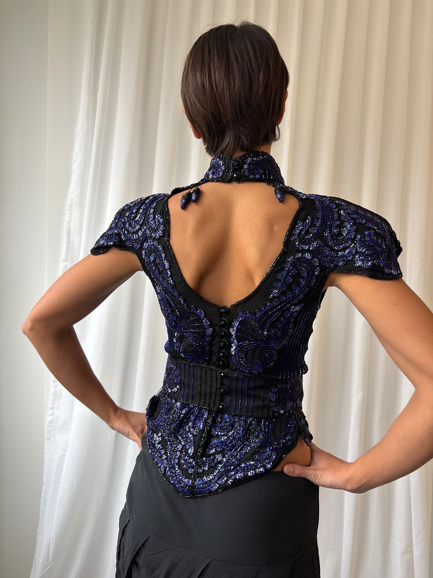 Eavis & Brown 1980s Beaded Showgirl Top