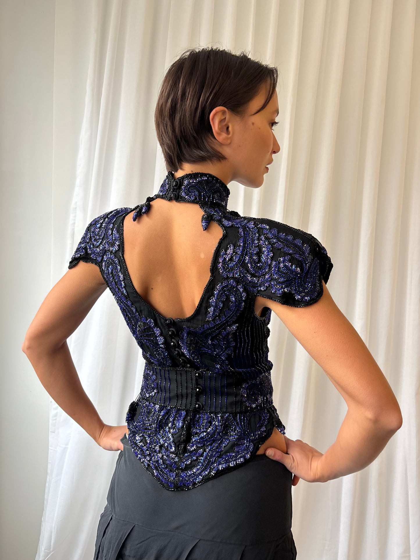 Eavis & Brown 1980s Beaded Showgirl Top