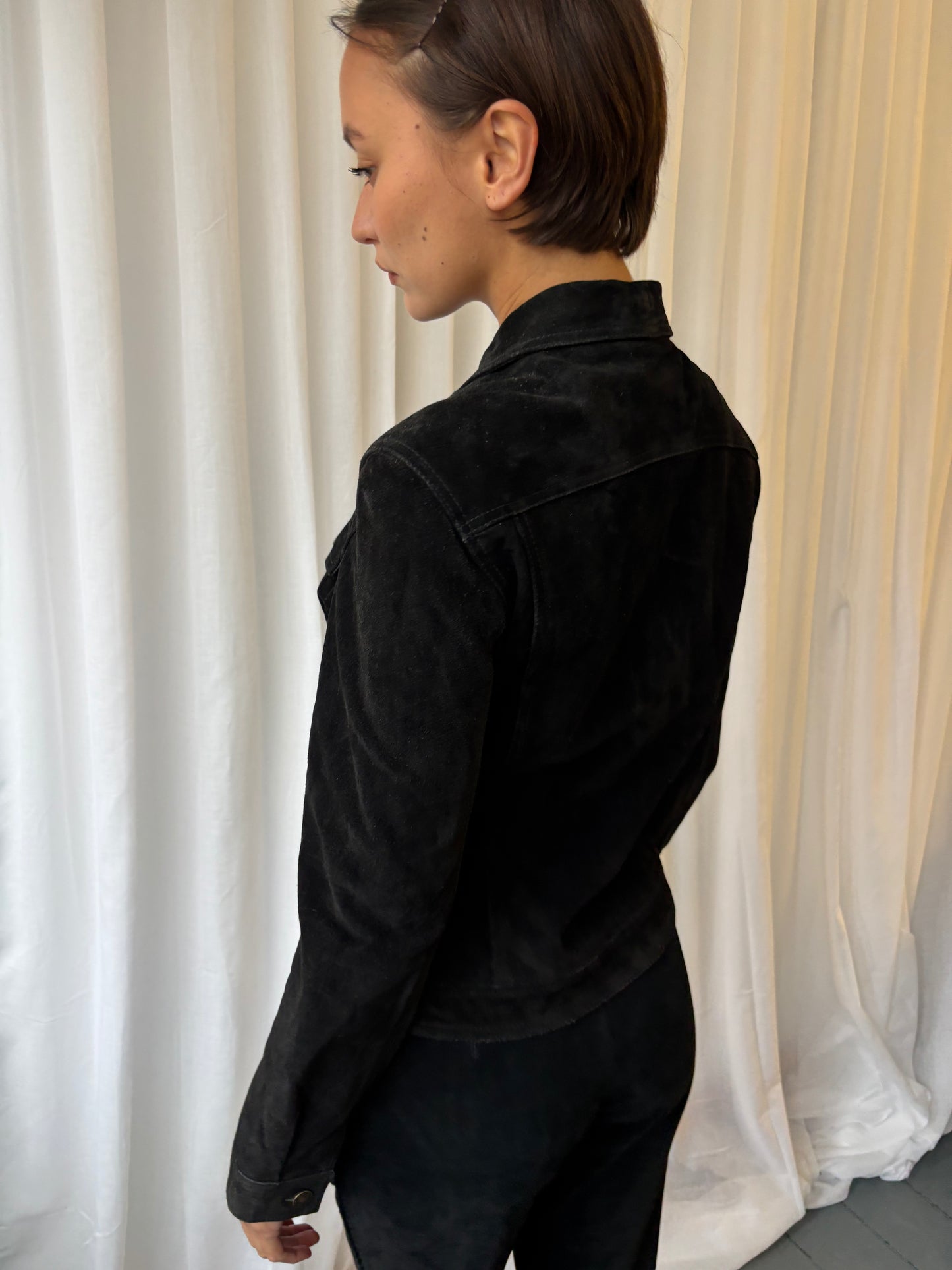 Buttons Black Suede Jacket