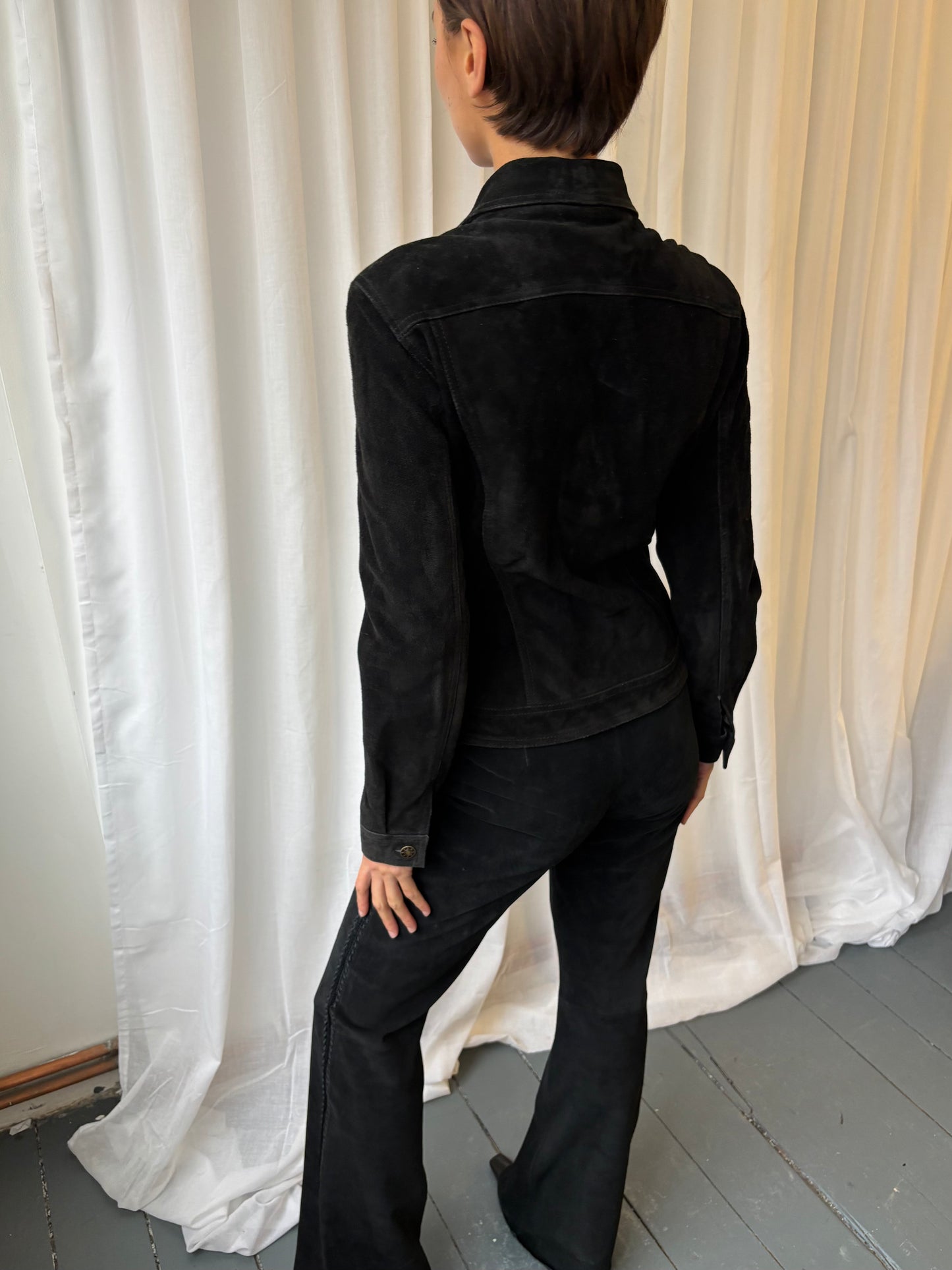 Buttons Black Suede Jacket