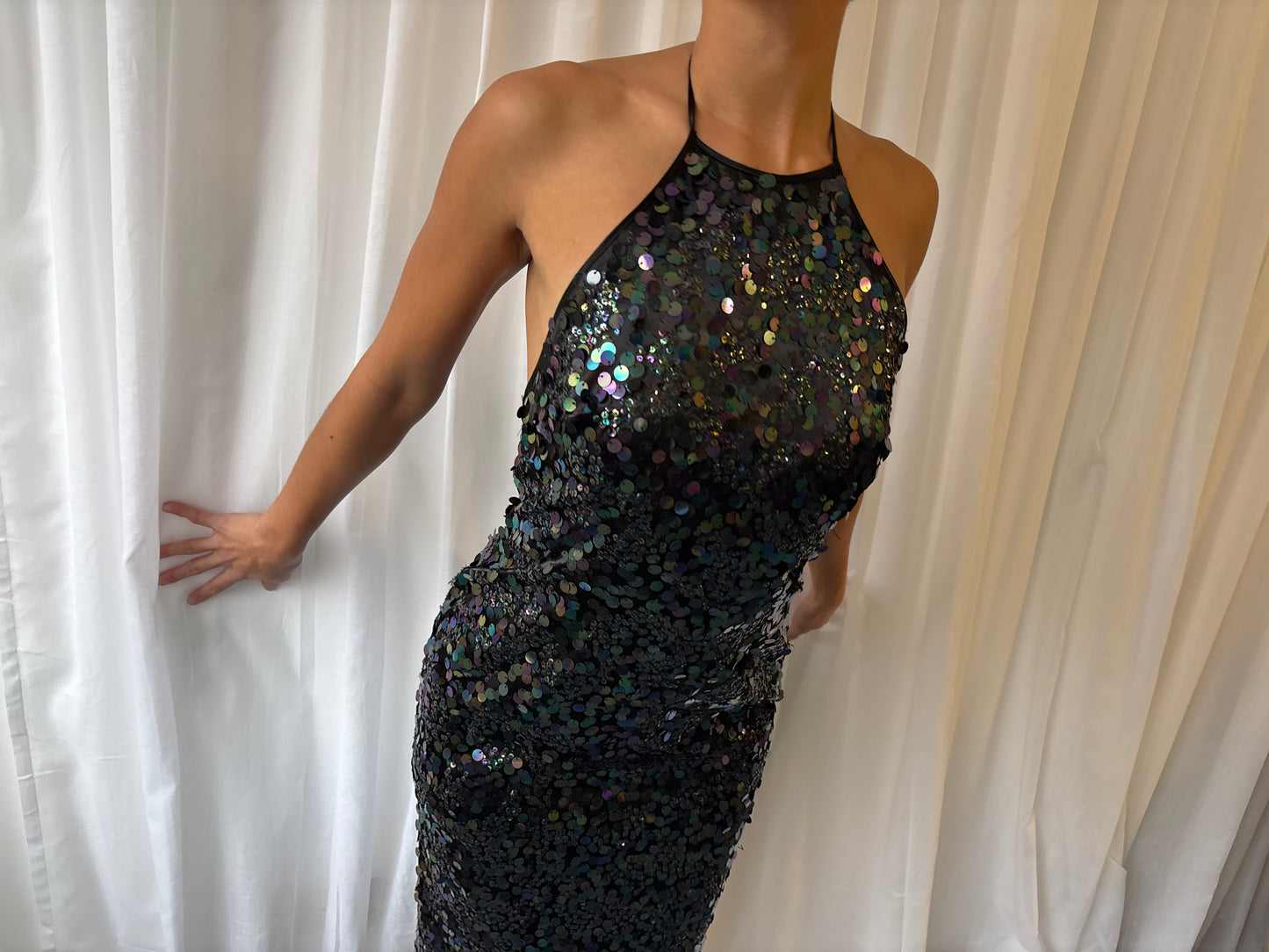 Vintage Sequin Halter Dress