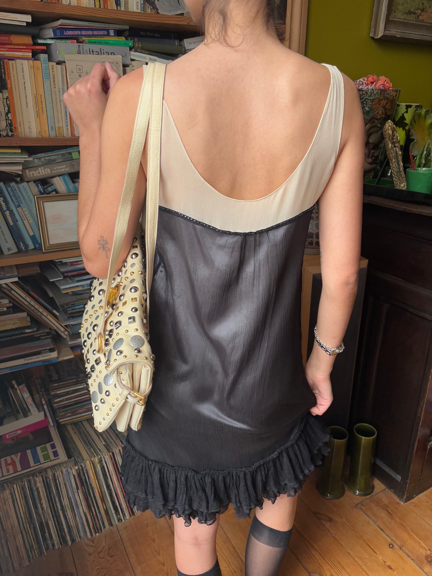 Kookai Metallic Black Silk Dress