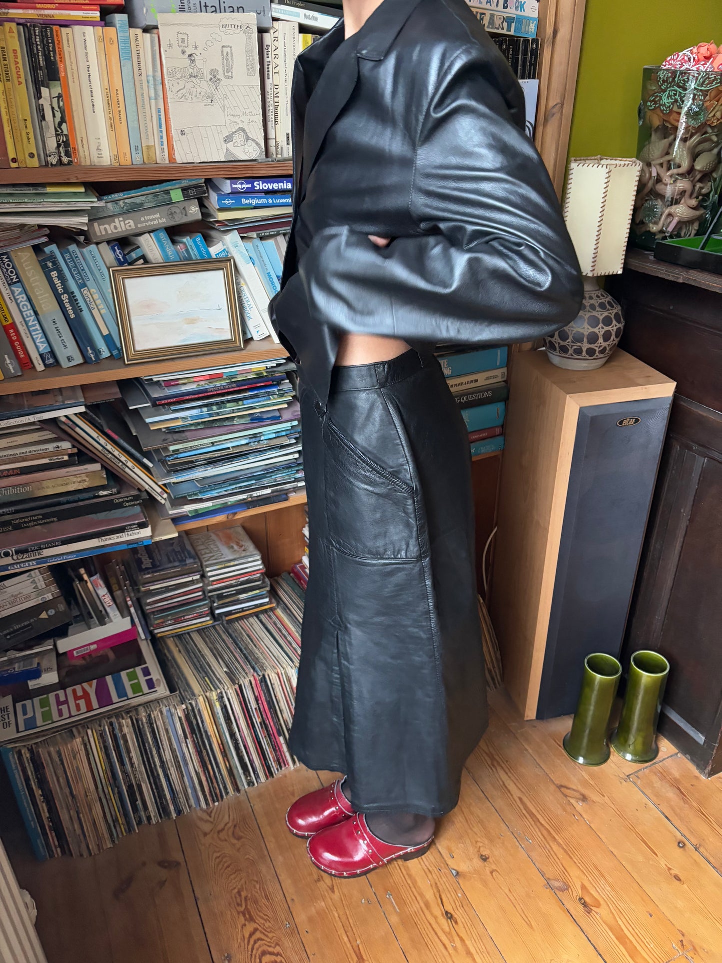 Vintage 1980s Black Leather Skirt