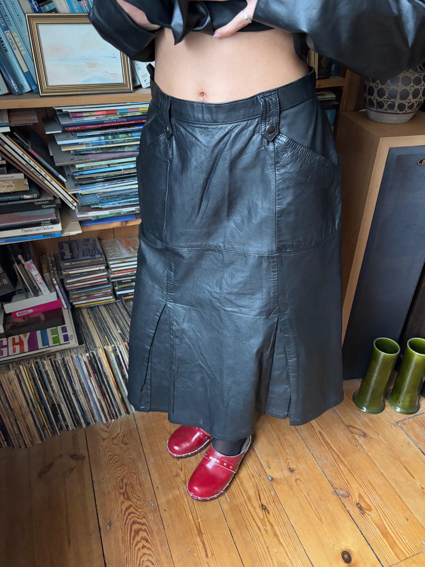 Vintage 1980s Black Leather Skirt