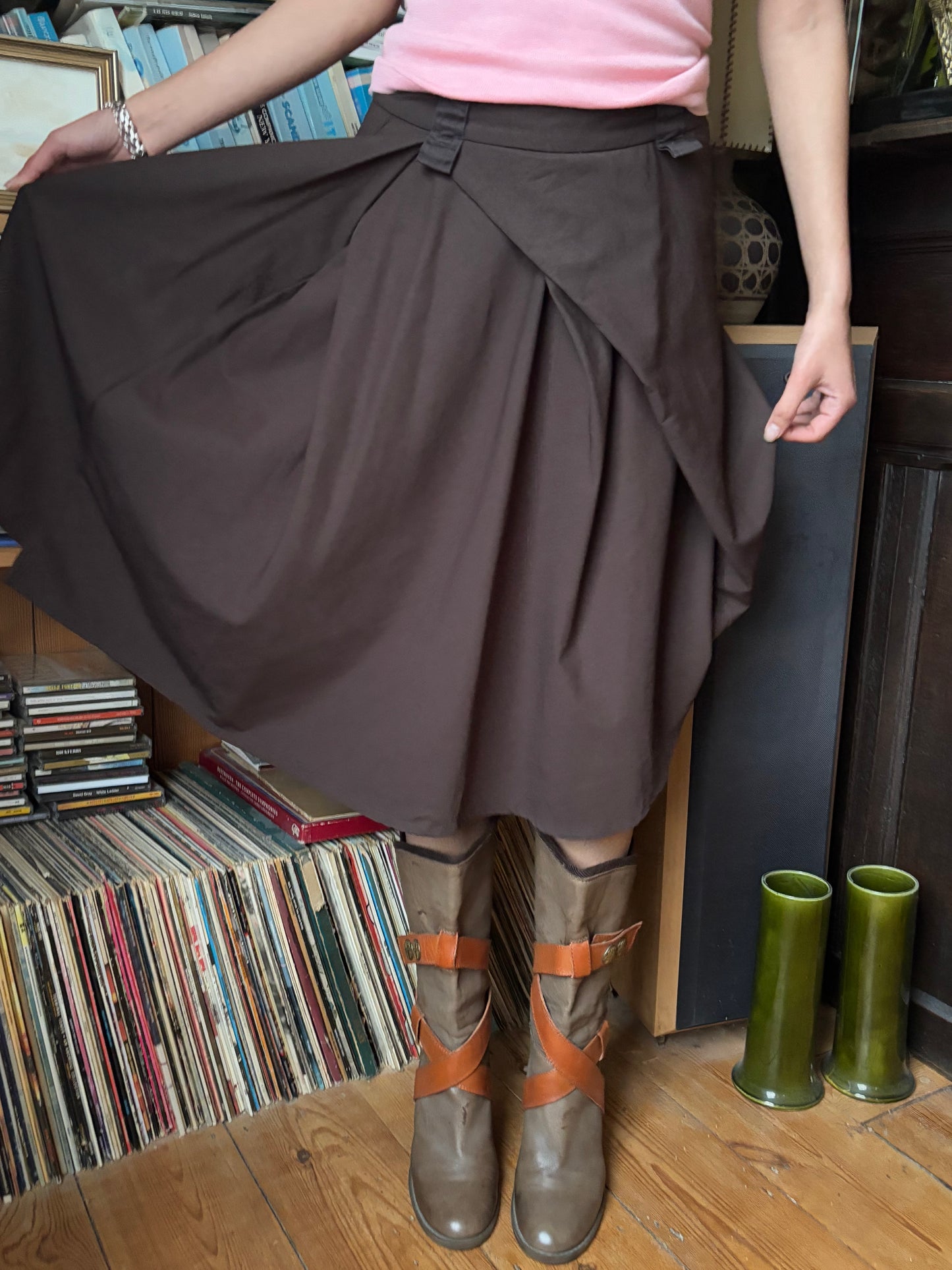 Cotélac Brown Bubble Asymmetric Skirt