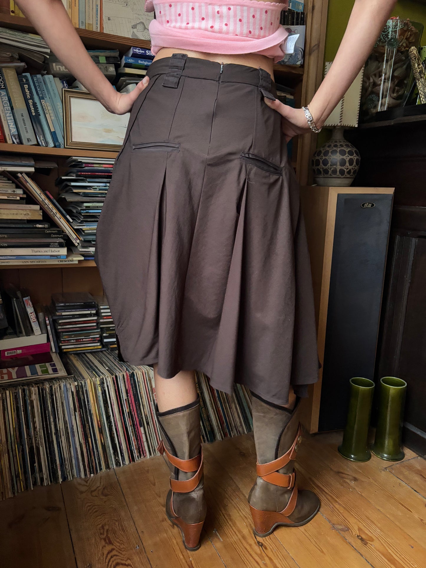 Cotélac Brown Bubble Asymmetric Skirt