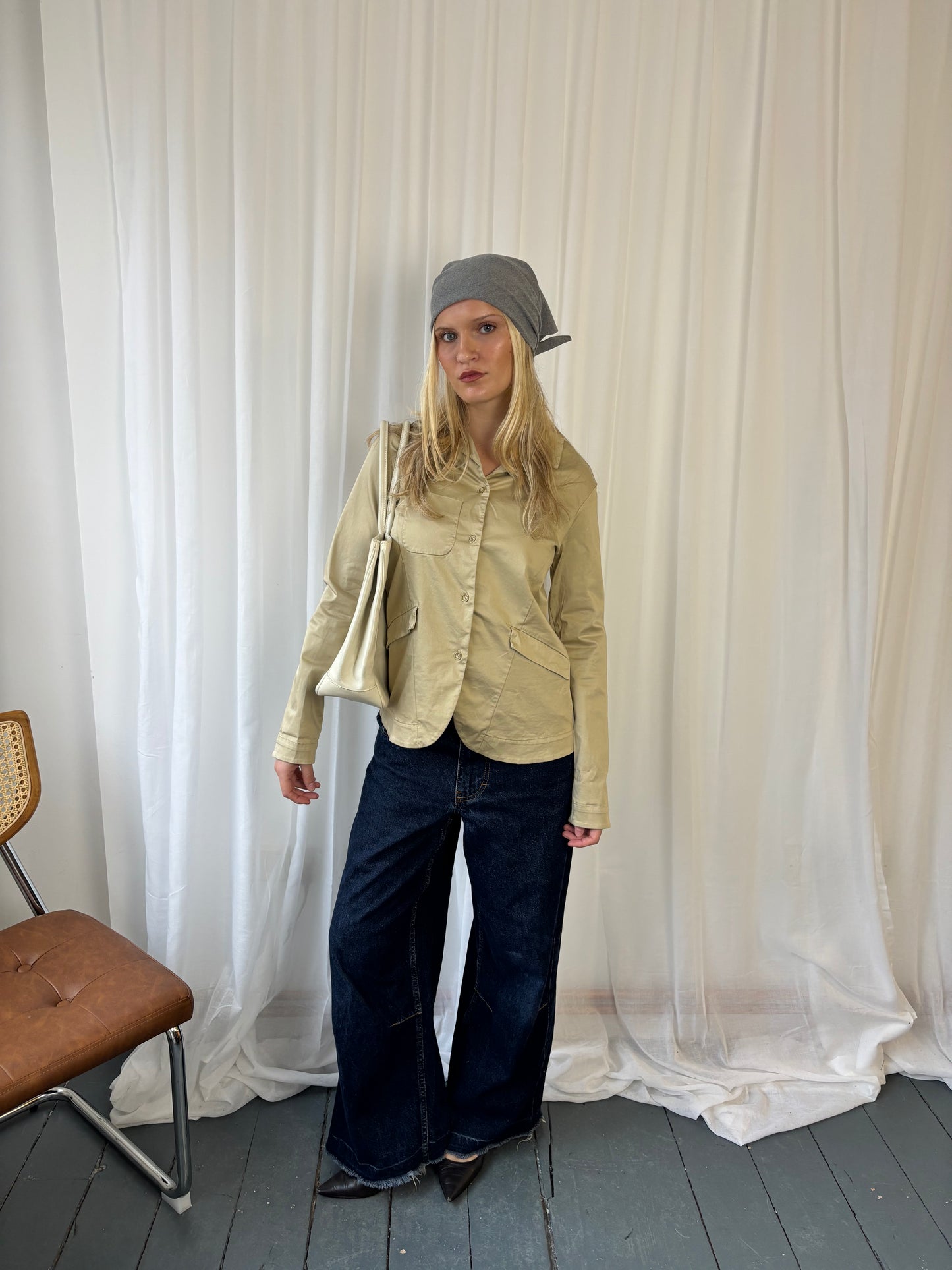 Vintage Beige Shirt Jacket