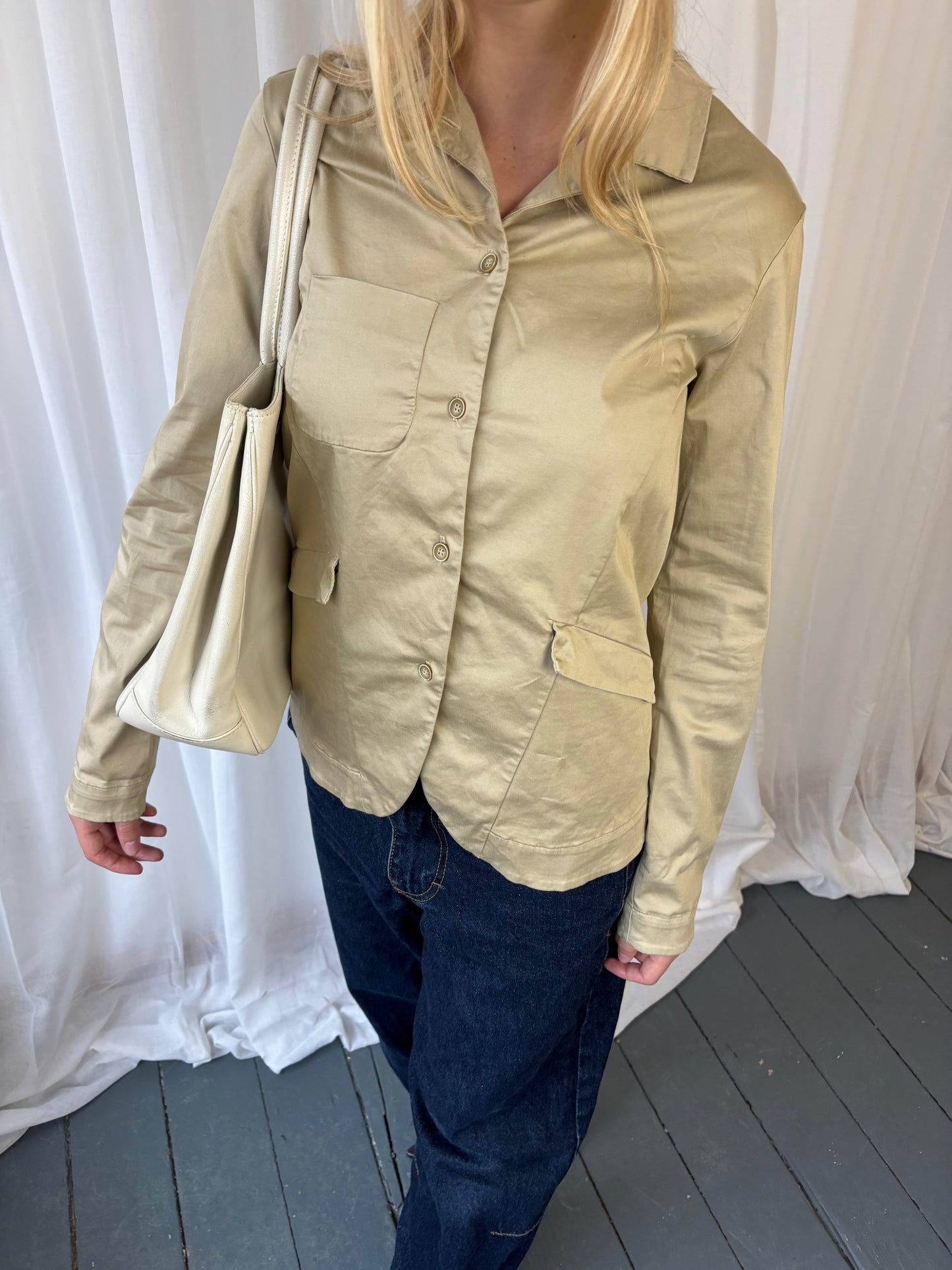 Vintage Beige Shirt Jacket