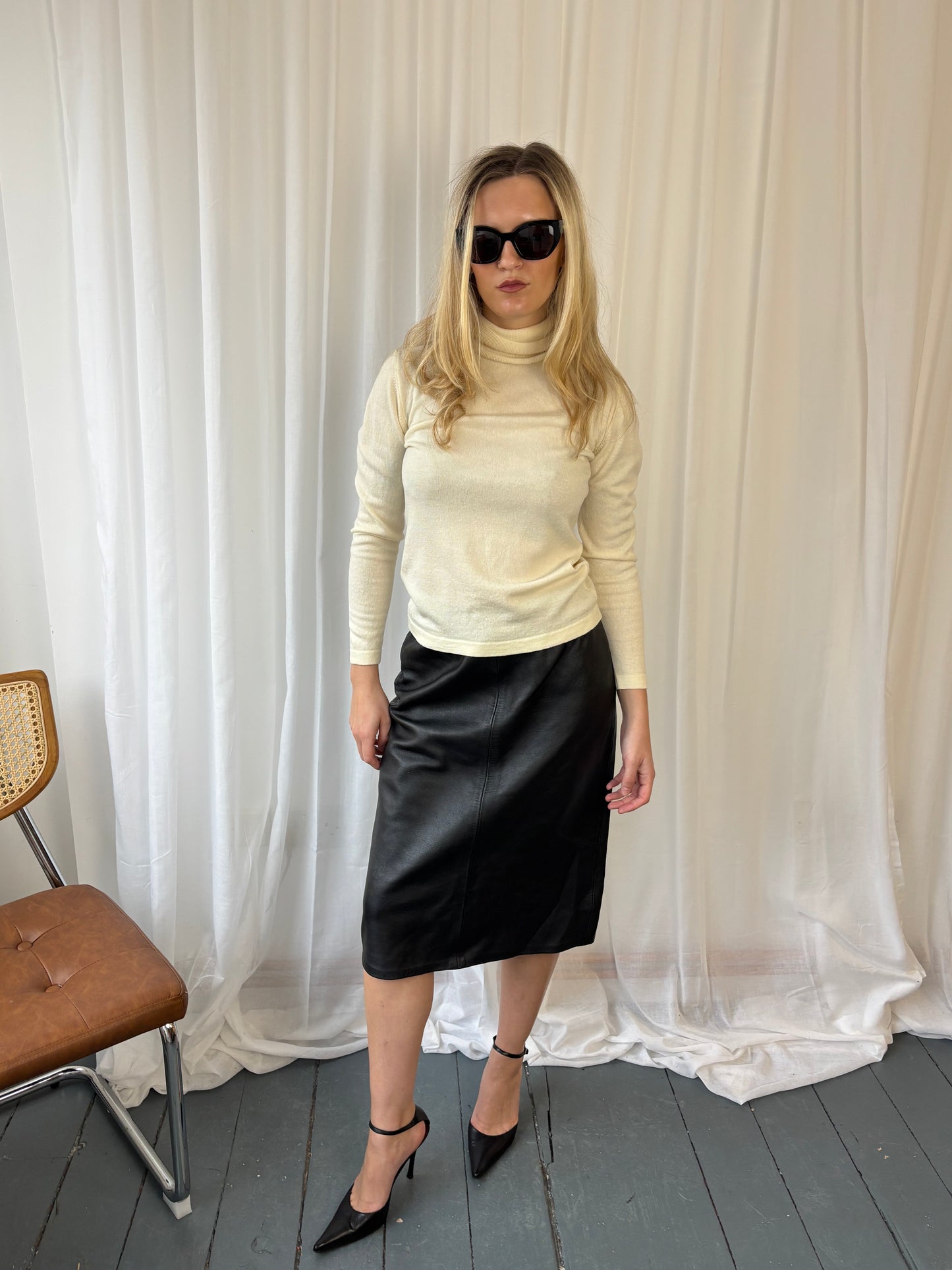 Vintage Black Leather Skirt