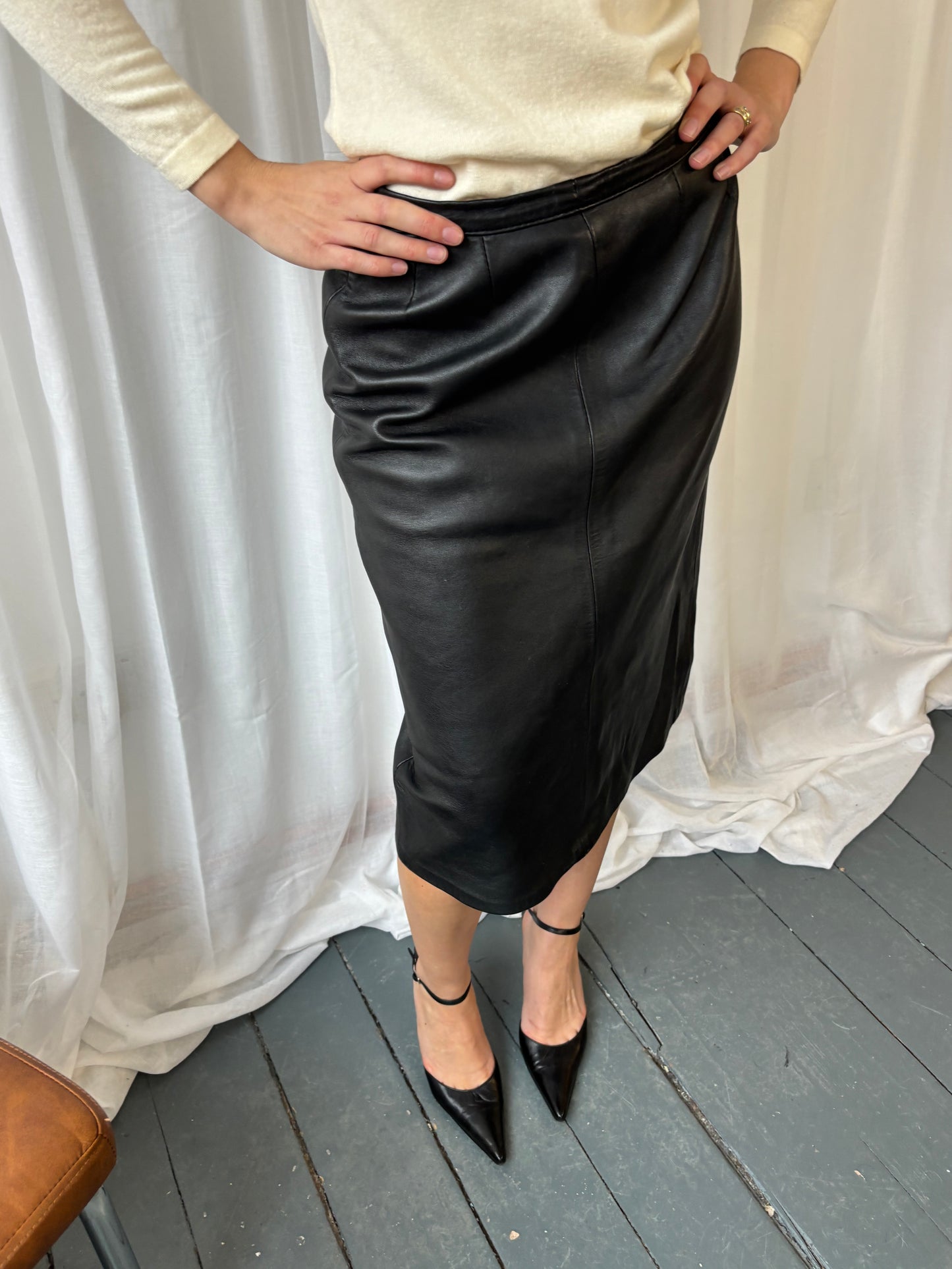 Vintage Black Leather Skirt