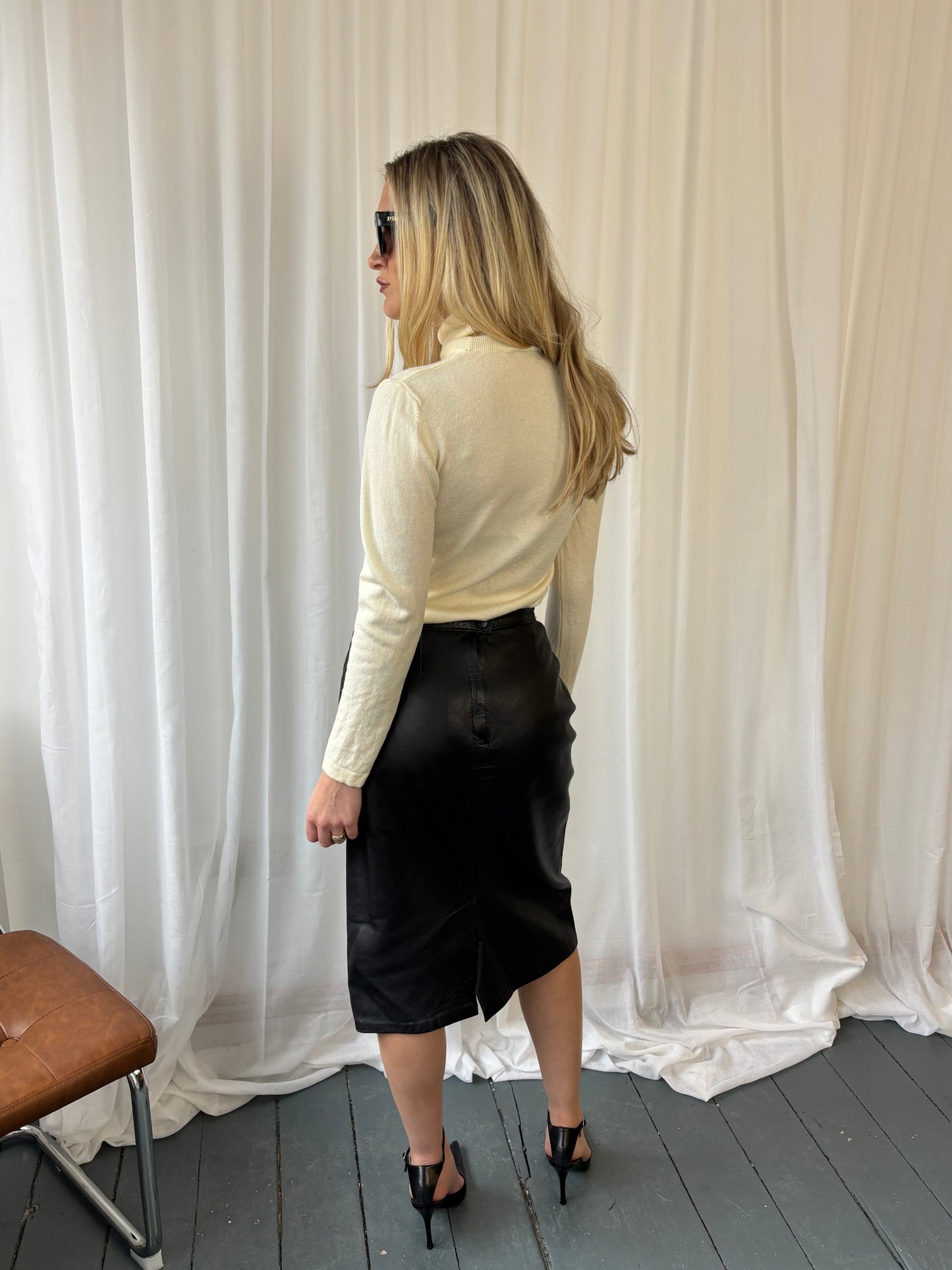 Vintage Black Leather Skirt