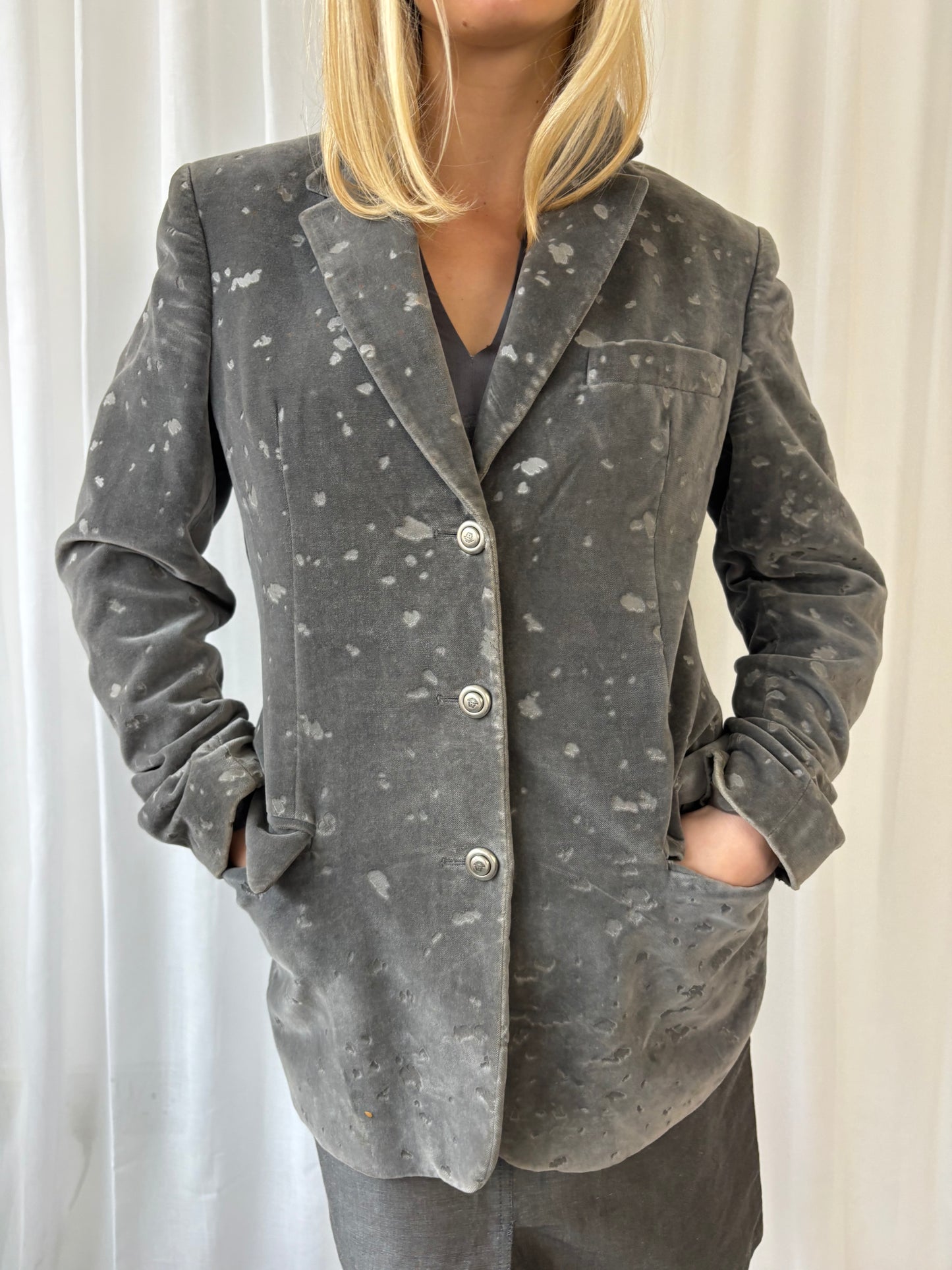 Versace Grey Velvet Blazer