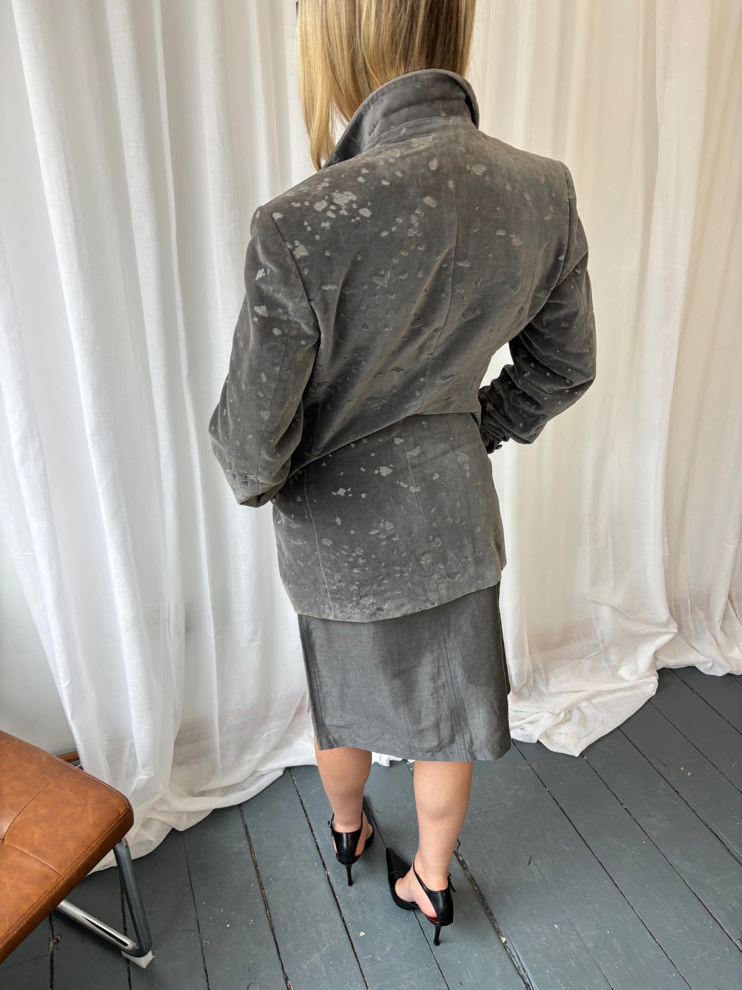 Versace Grey Velvet Blazer