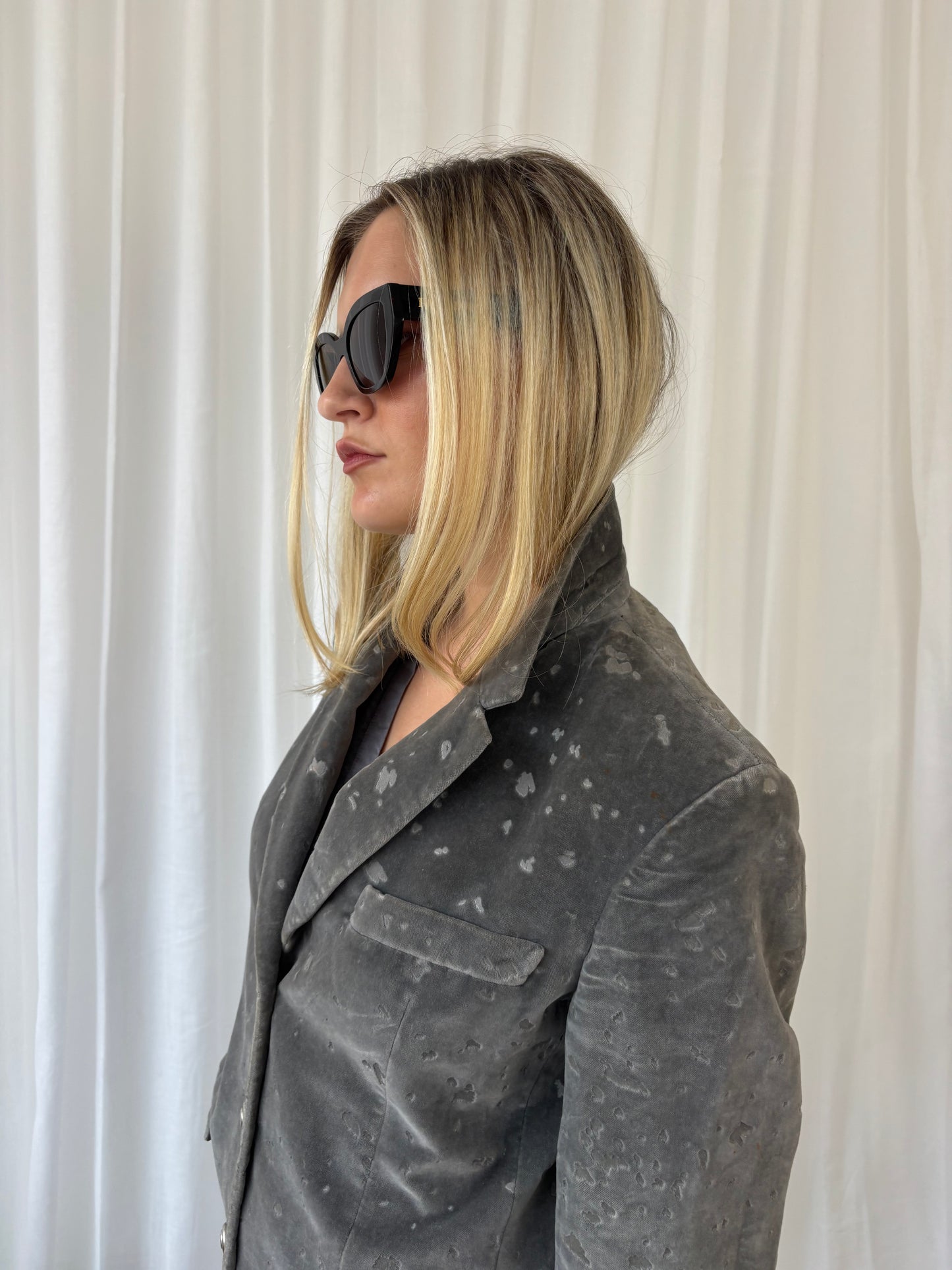 Versace Grey Velvet Blazer