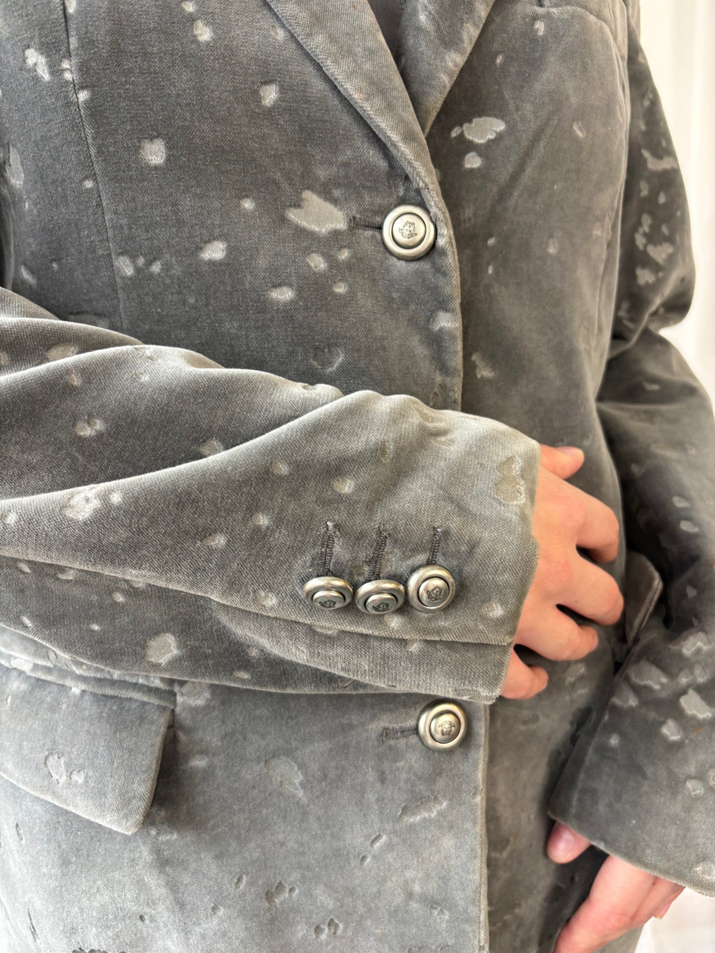 Versace Grey Velvet Blazer