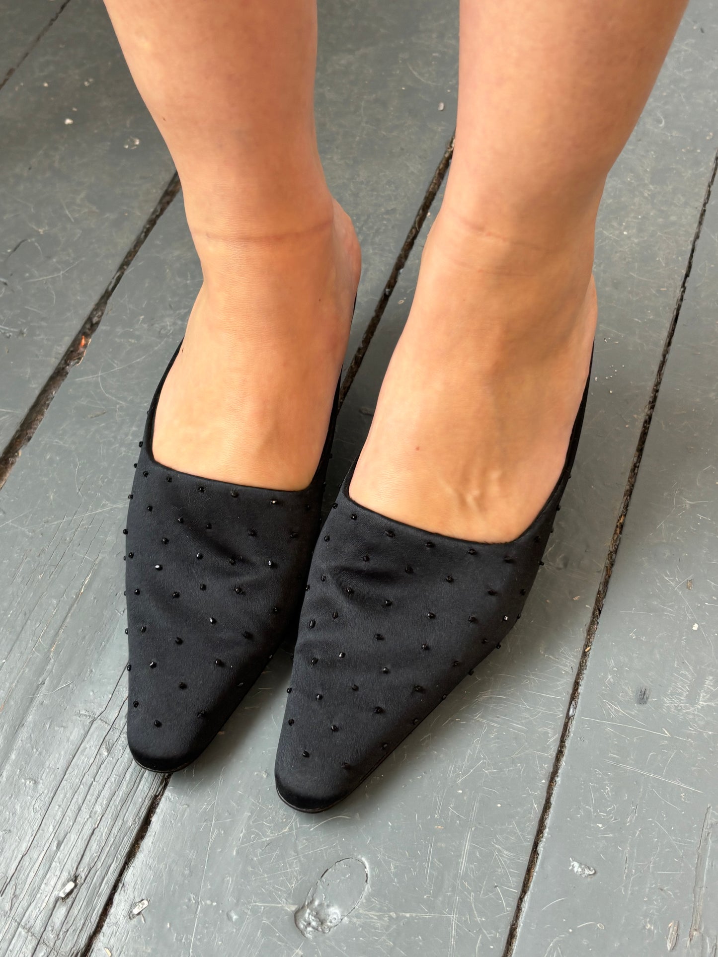 Donna Karan 90s Black Kitten Heels