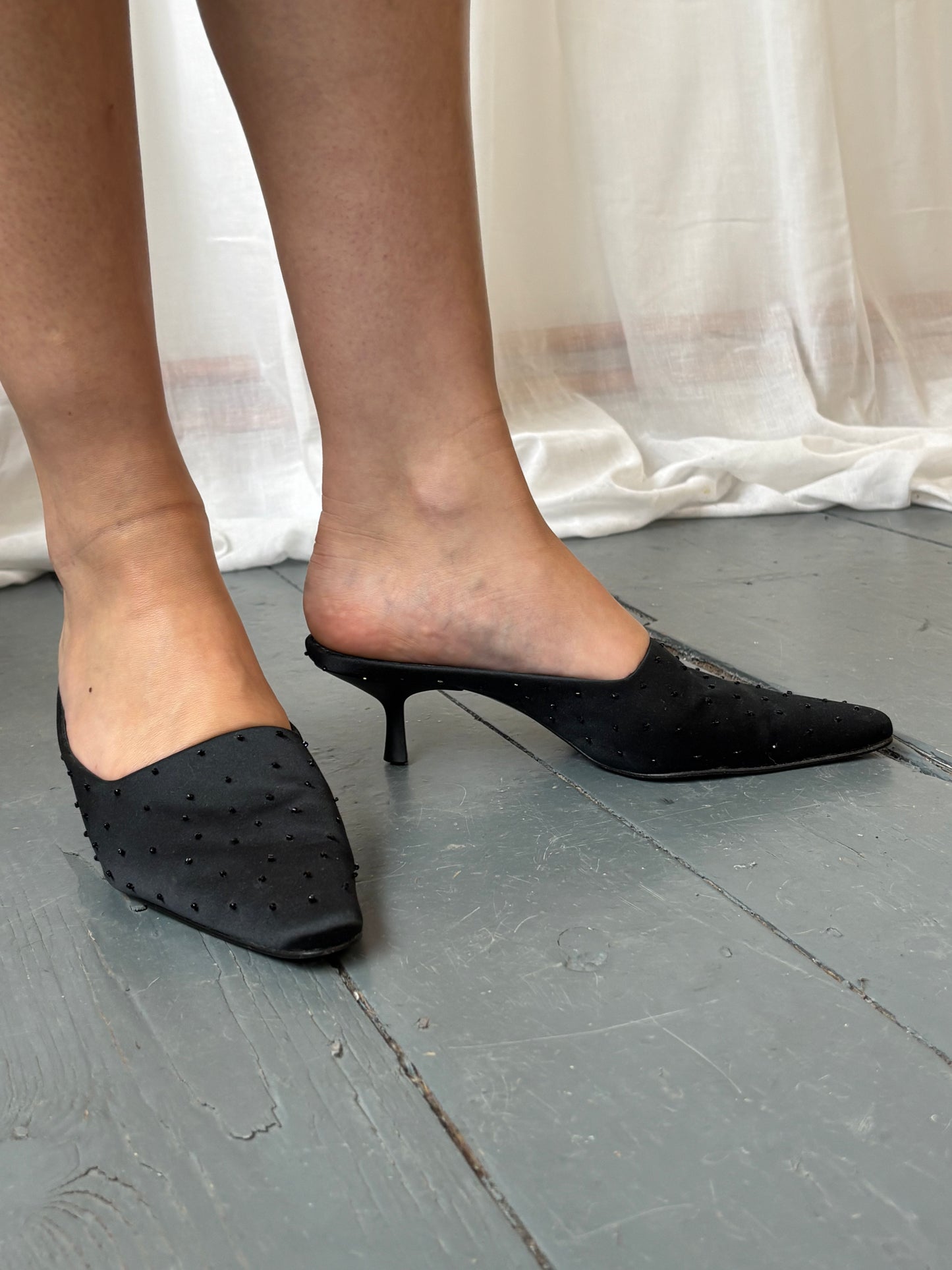 Donna Karan 90s Black Kitten Heels