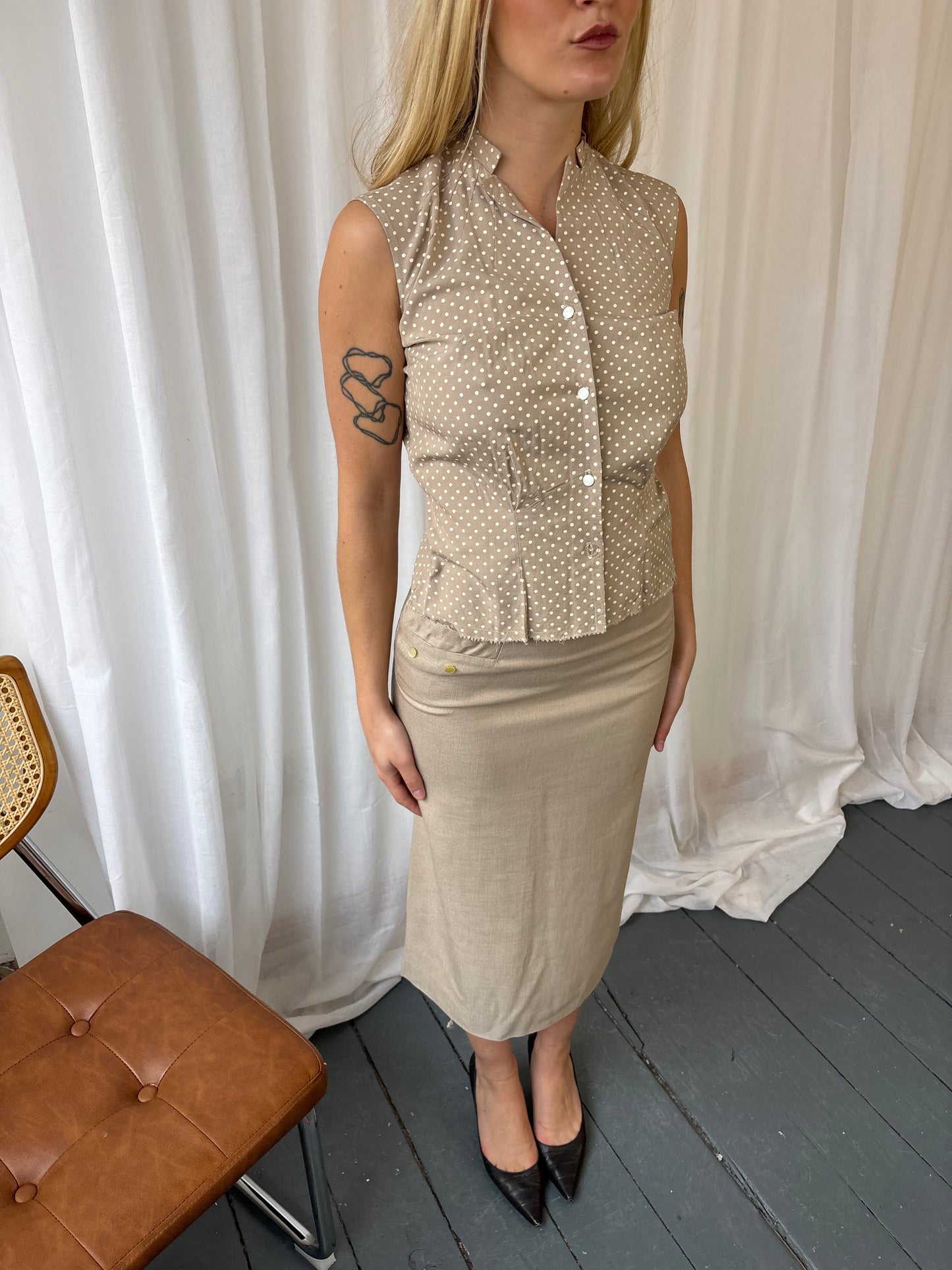 Vintage Polka Dot Beige Set