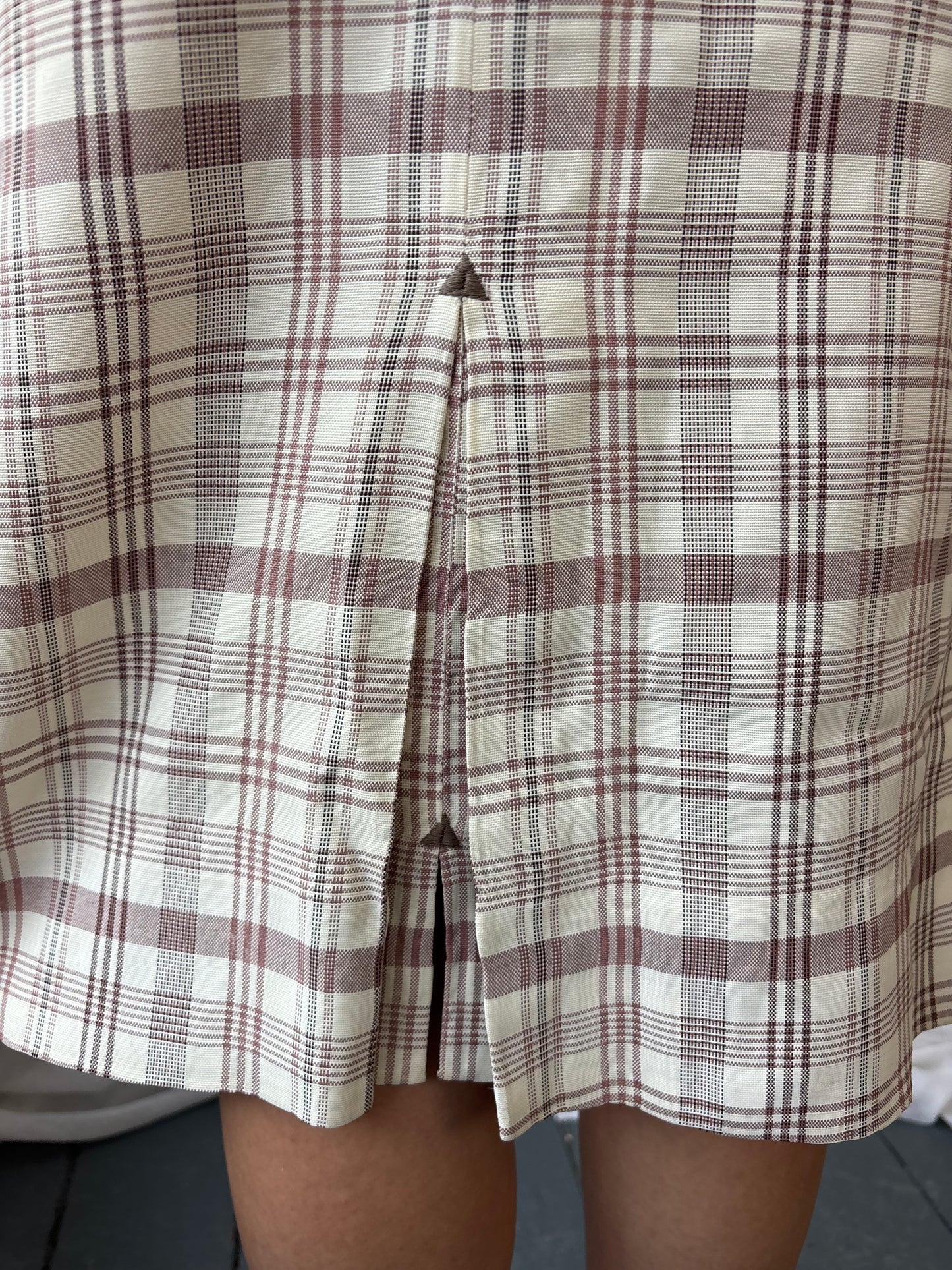 Vintage Cream Plaid Skirt