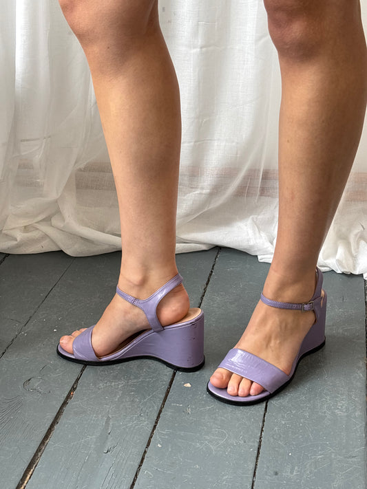 Oasis Lilac Leather Wedges