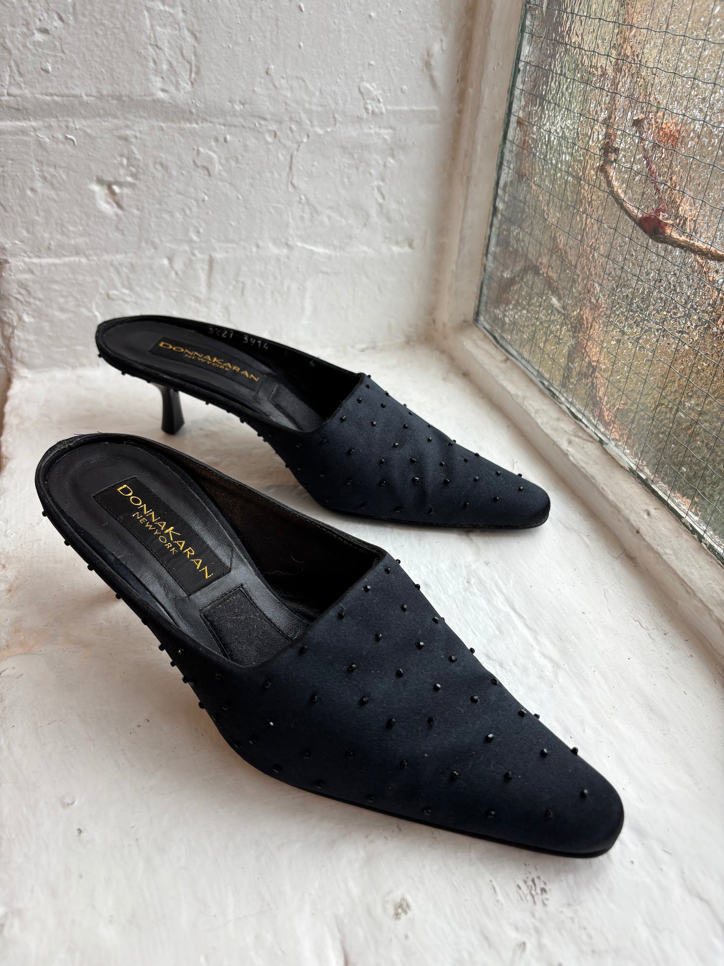 Donna Karan 90s Black Kitten Heels