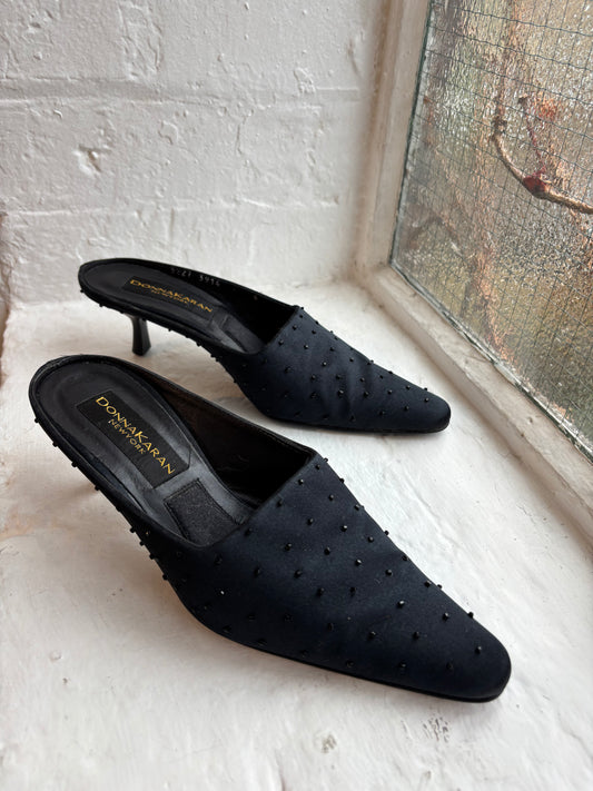Donna Karan 90s Black Kitten Heels