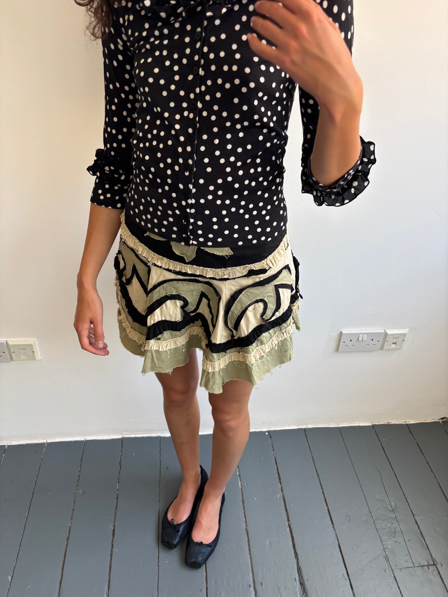 Vintage Green Appliqué Skirt