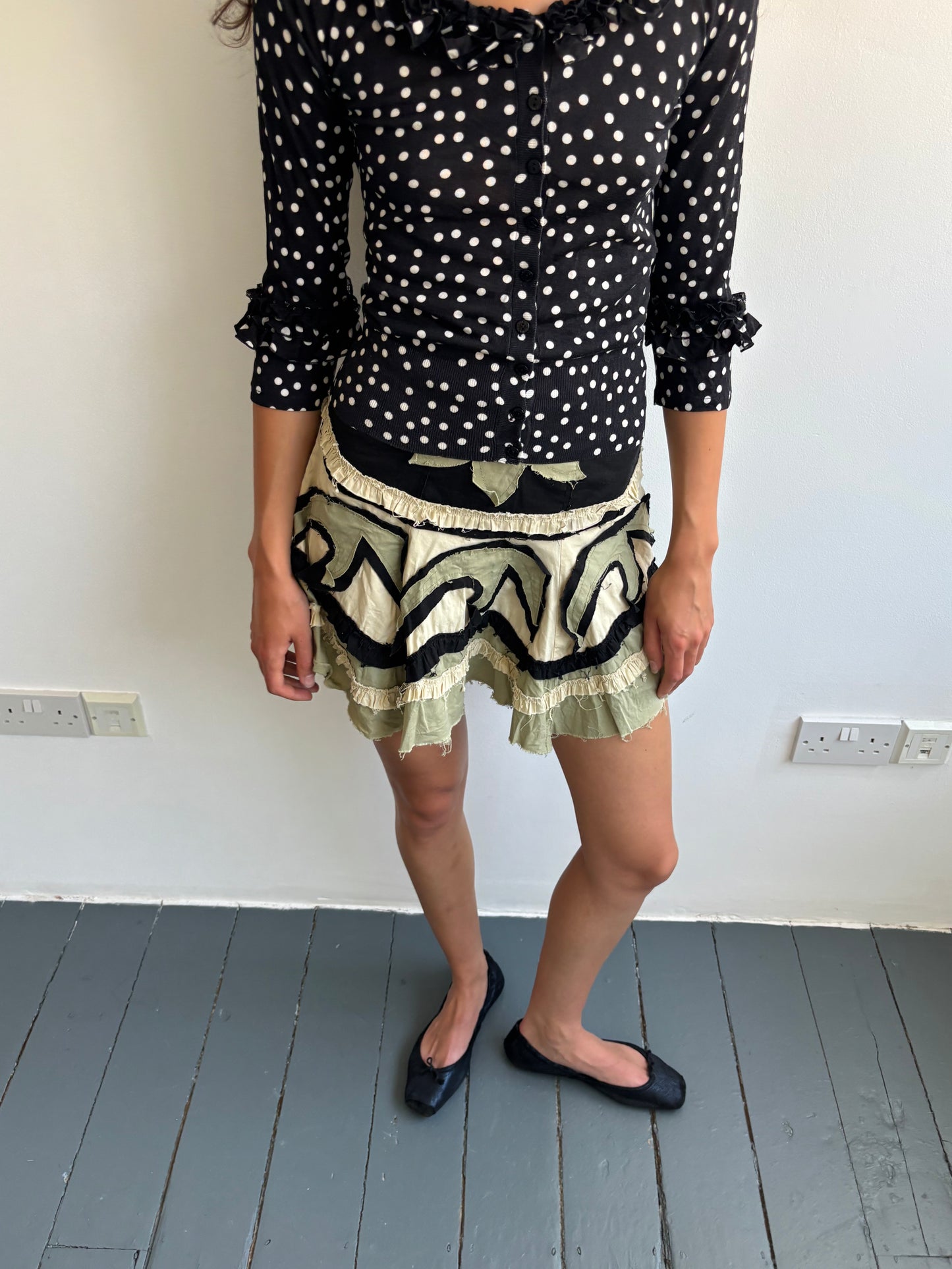 Vintage Green Appliqué Skirt