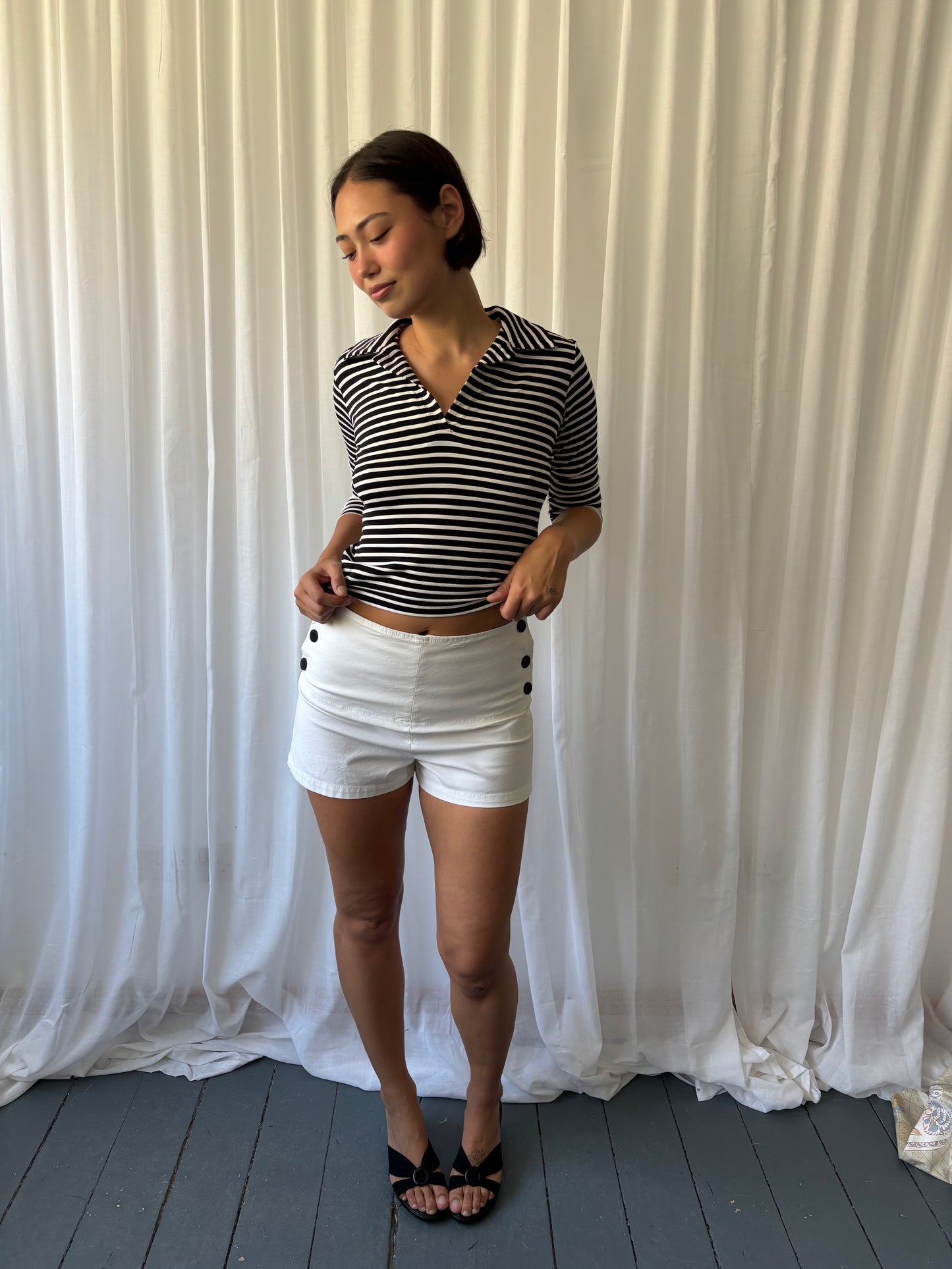 Piu & Piu Black Stripe Top