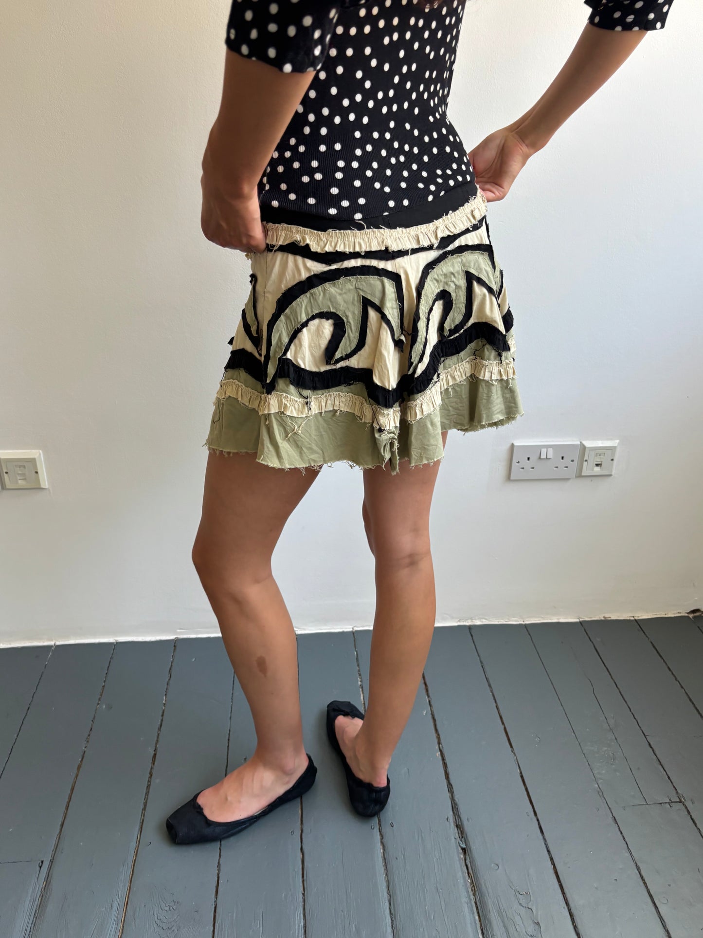 Vintage Green Appliqué Skirt