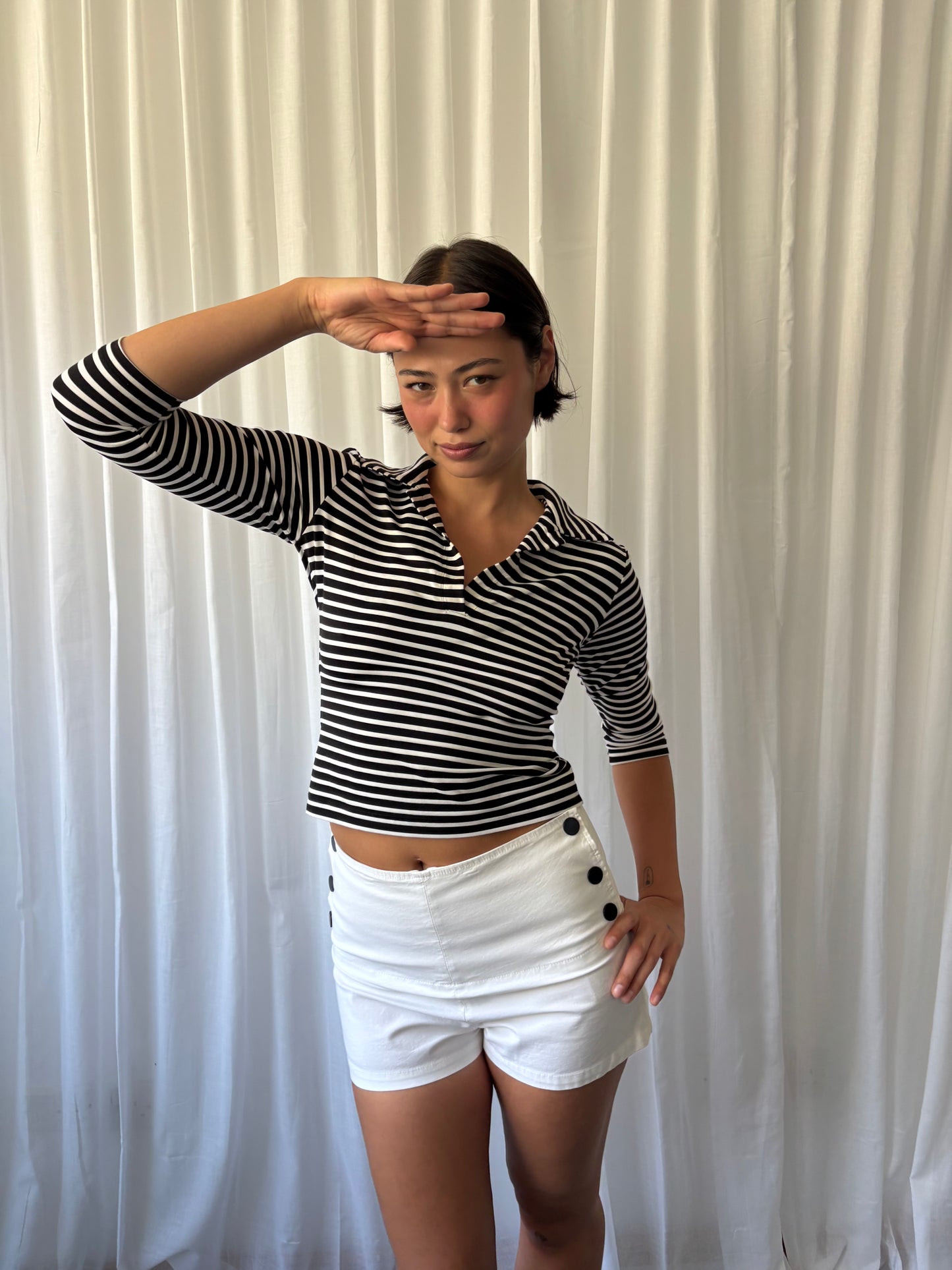 Piu & Piu Black Stripe Top