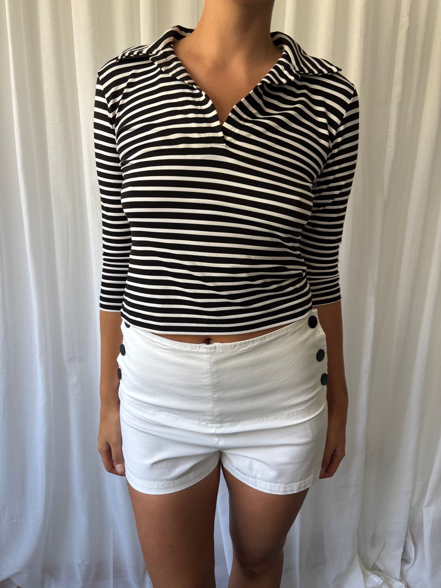 Piu & Piu Black Stripe Top