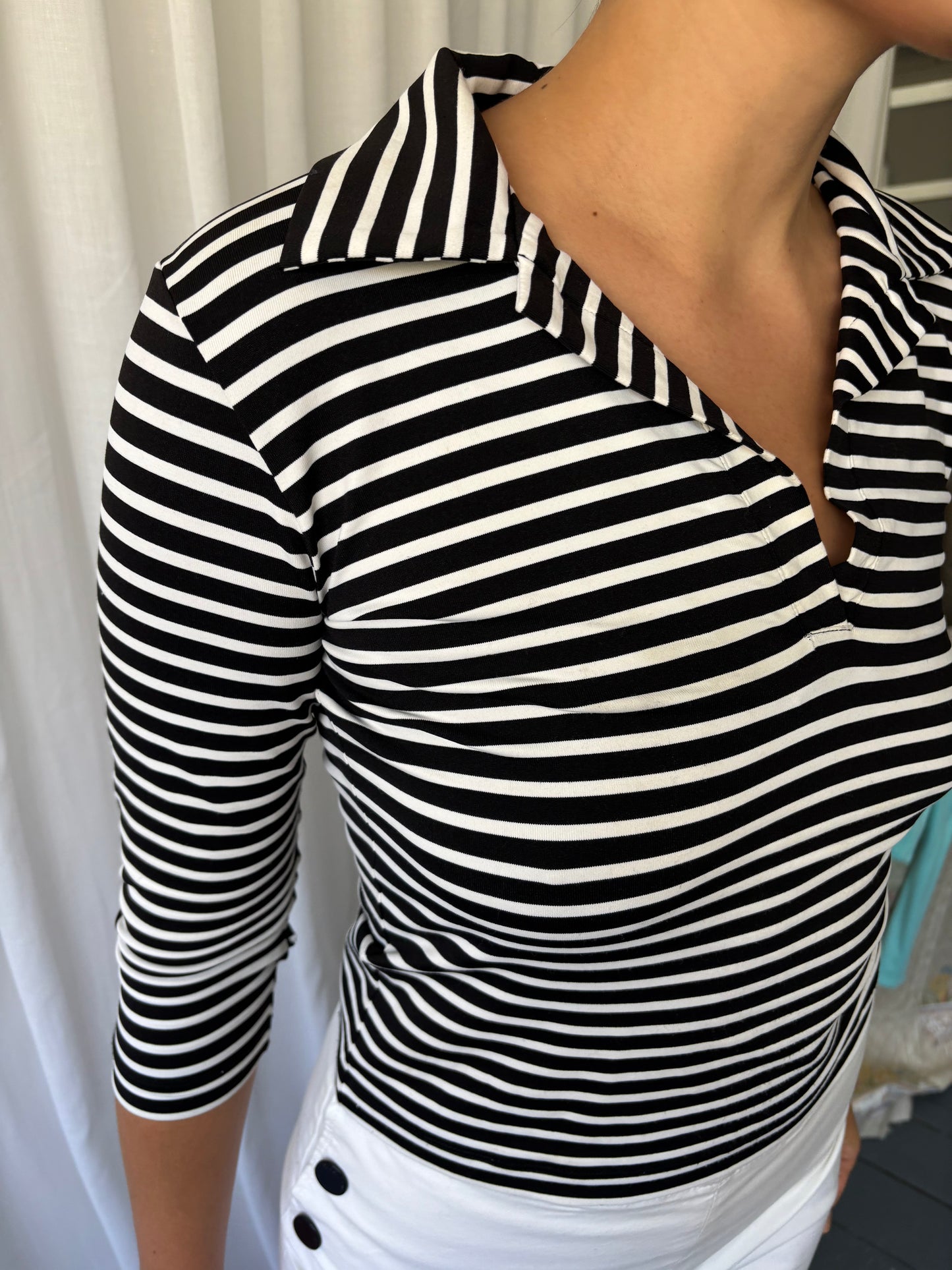 Piu & Piu Black Stripe Top