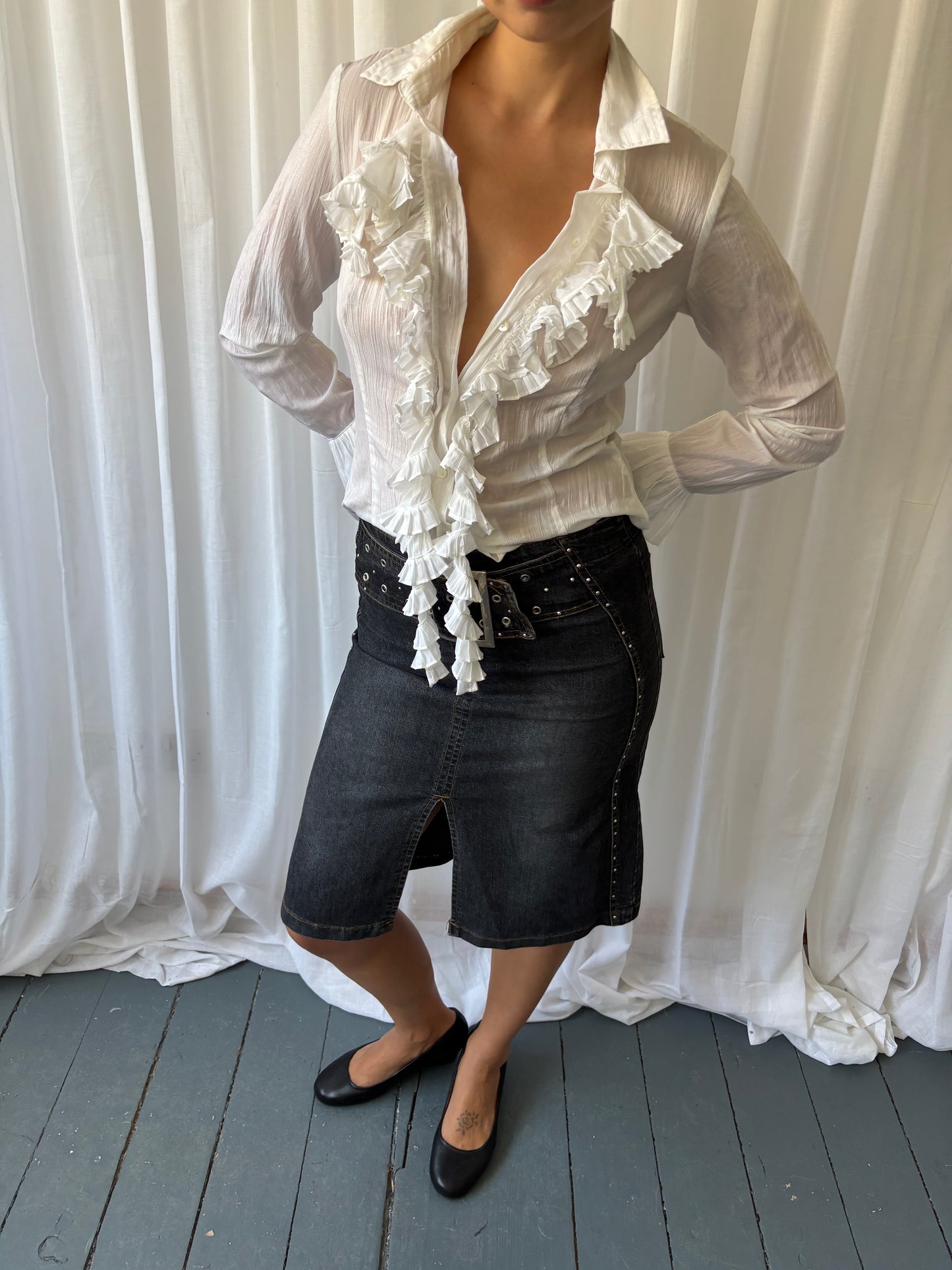Vintage Denim Buckle Skirt